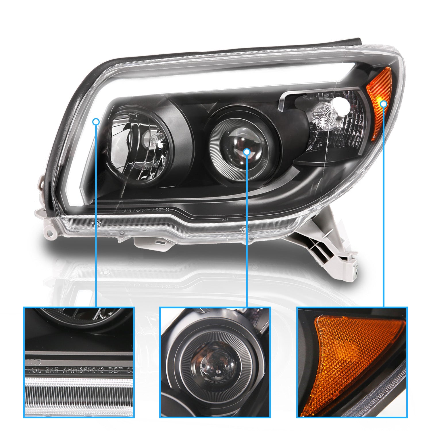 TOYOTA 4 RUNNER 06-09 PROJECTOR HEADLIGHTS PLANK STYLE BLACK