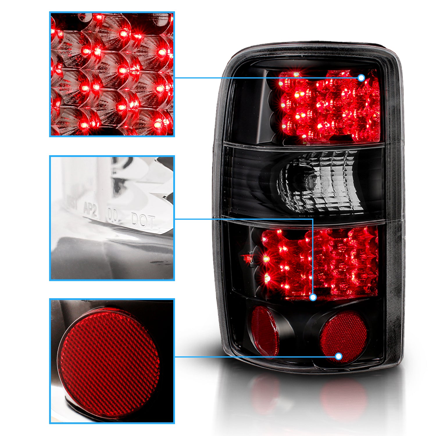 CHEVY TAHOE/SUBURBAN/GMC DENALI 00-06 LED TAIL LIGHTS BLACK