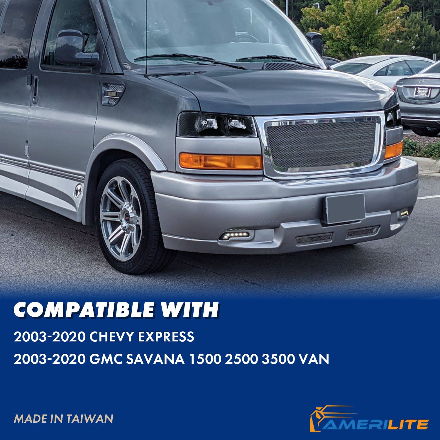 CHEVY EXPRESS/GMC SAVANA 03-17 HEADLIGHTS BLACK