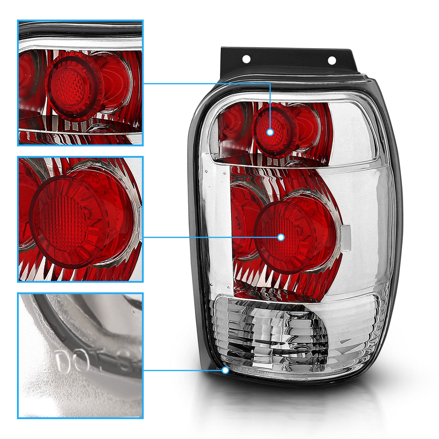 FORD EXPLORER 98-00 TAIL LIGHTS CHROME