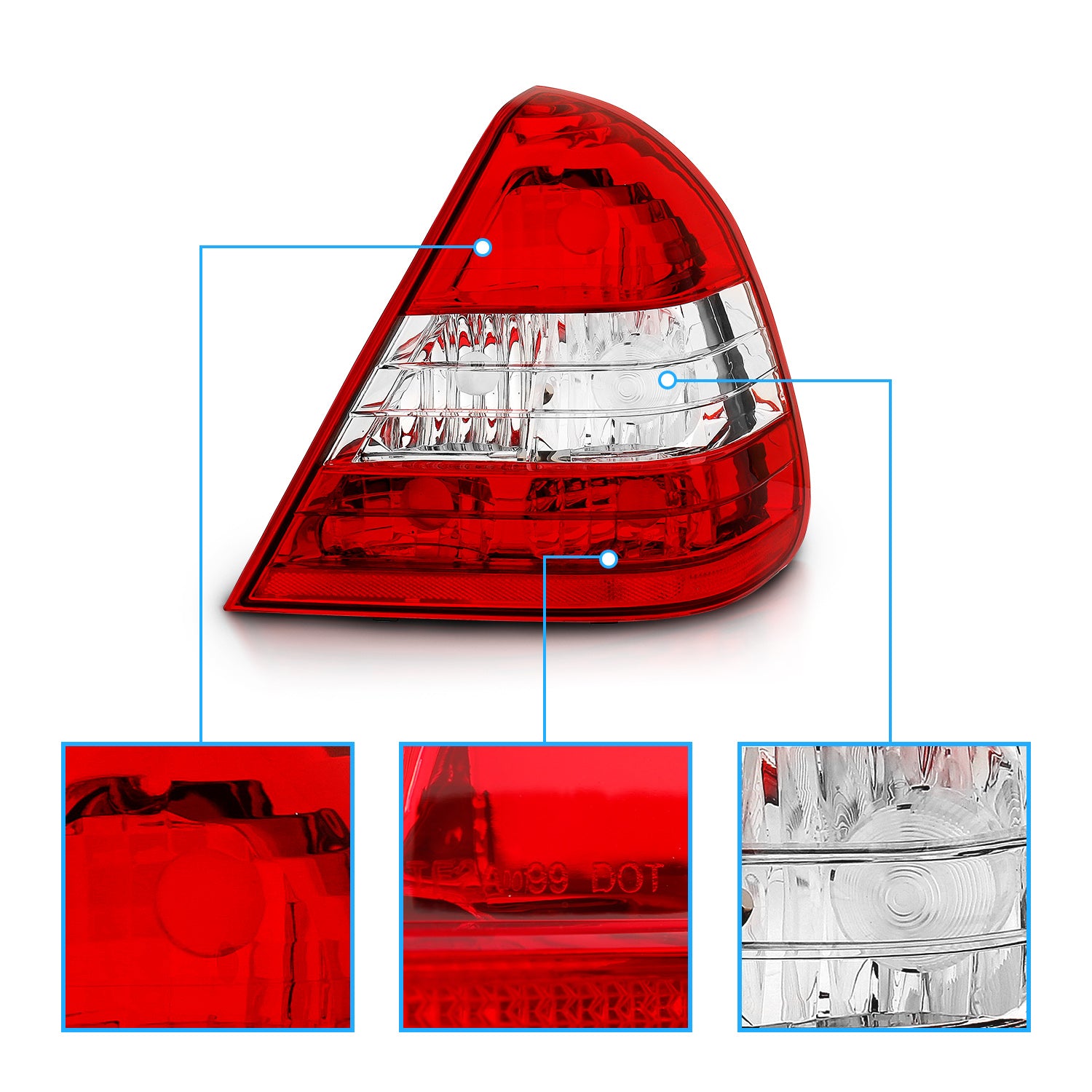 MBZ C CLASS W202 96-99 TAIL LIGHTS RED/CLEAR