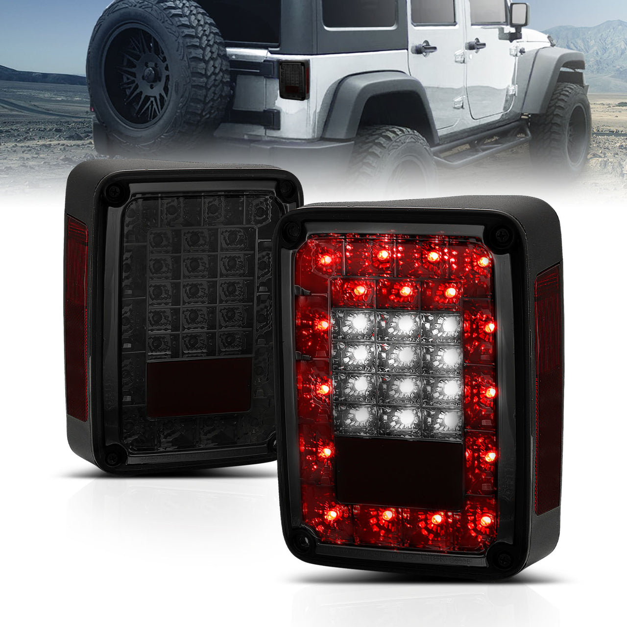 JEEP WRANGLER 07-17 LED TAIL LIGHTS SMOKE