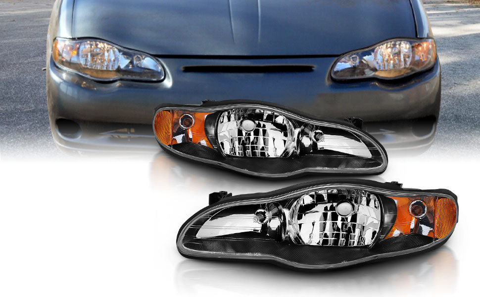 CHEVY MONTE CARLO 00-05 HEADLIGHTS BLACK AMBER
