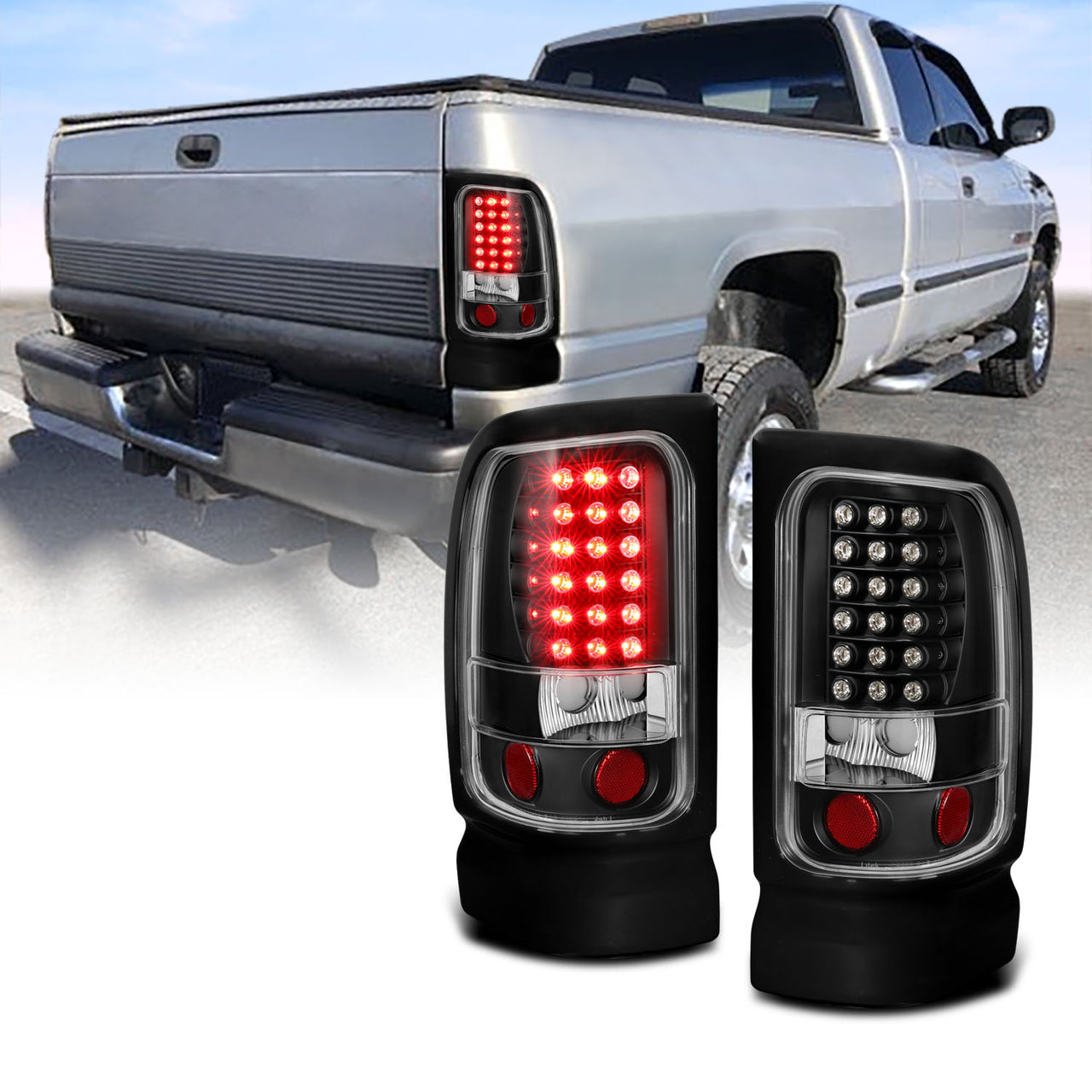 DODGE RAM 94-01 LED TAIL LIGHTS BLACK