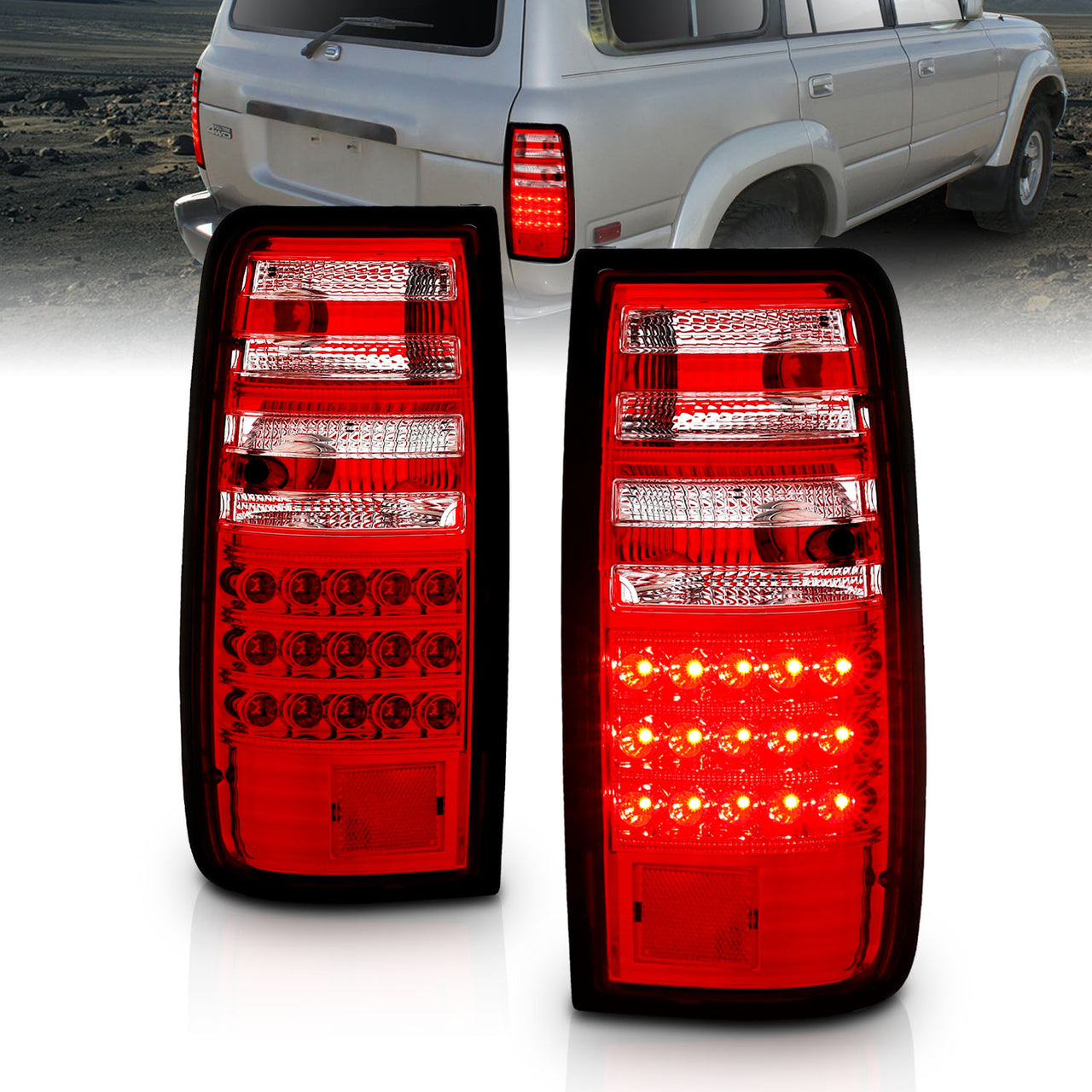 TOYOTA LAND CRUSIER FJ82 91-97 LED TAIL LIGHTS RED/CLEAR