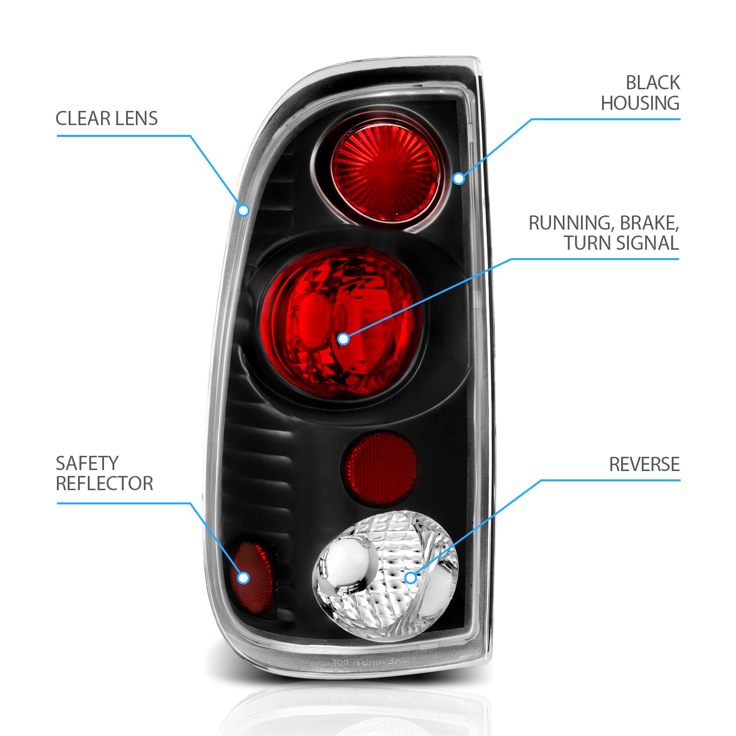 FORD F-SERIES 97-03 TAIL LIGHTS VERSION 2 BLACK
