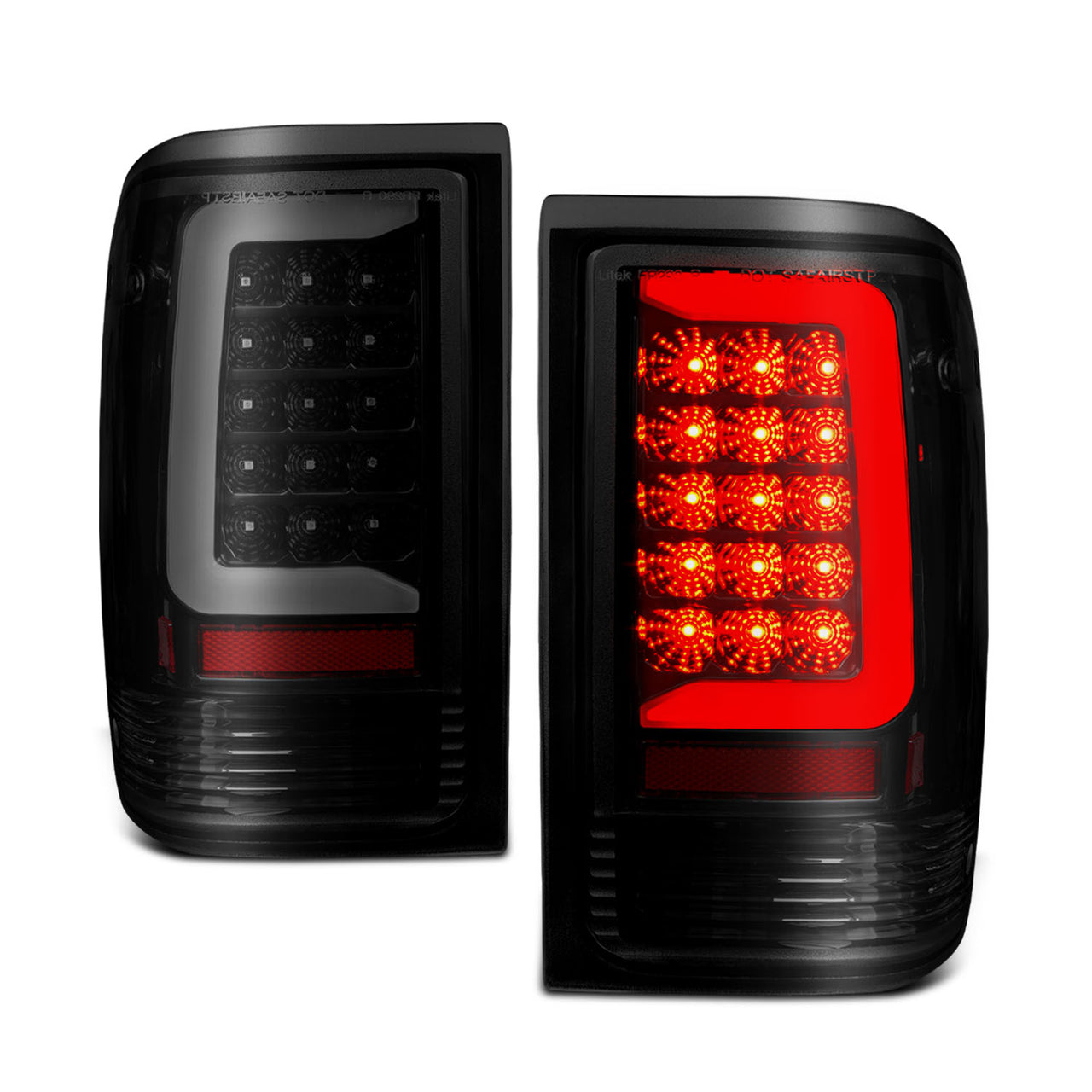 FORD RANGER 93-97 LED TAIL LIGHTS BLACK HOUSING SMOKE LENS (W/ C LIGHT BAR)