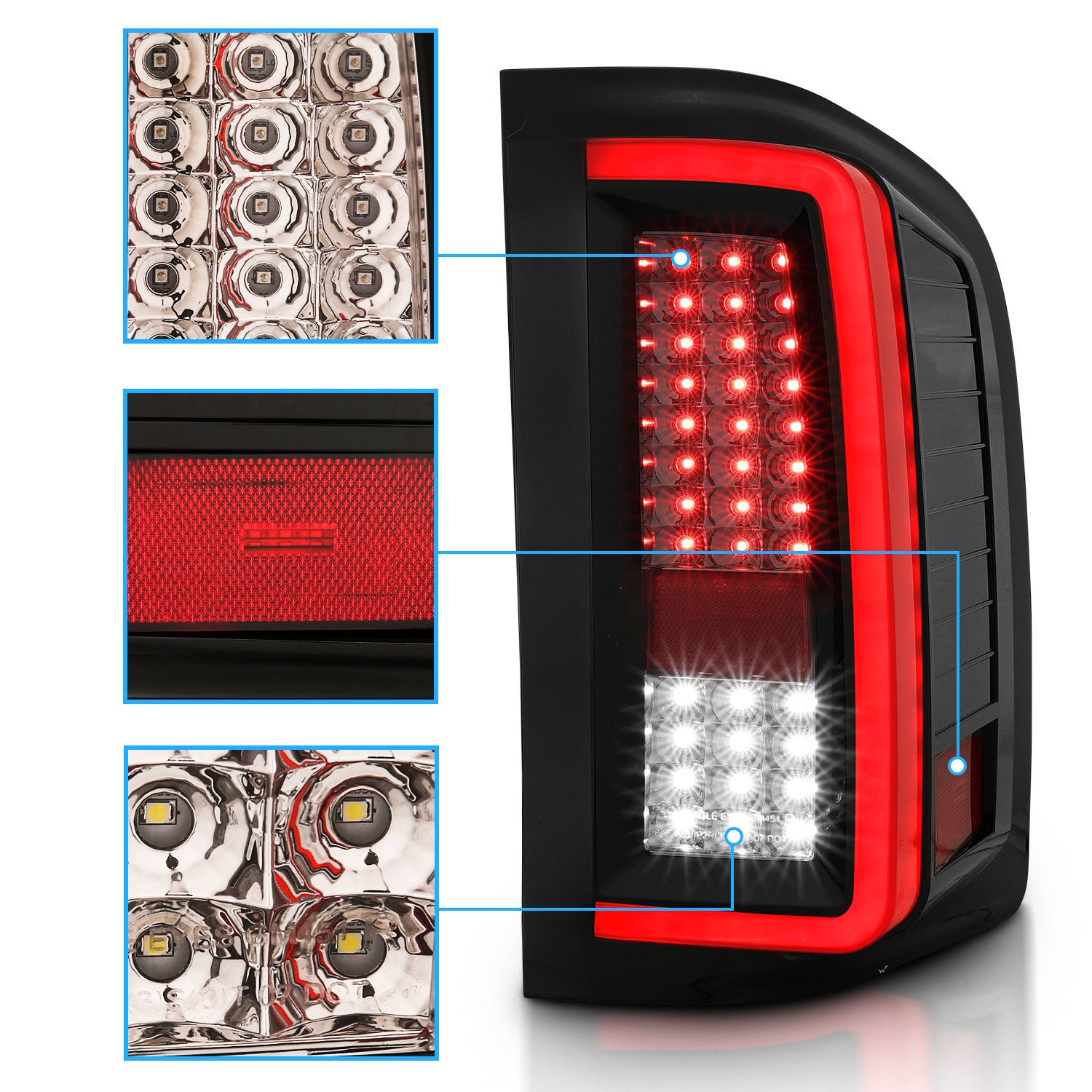 CHEVY SILVERADO 1500/2500/3500 07-10/HYBRID 09/GMC SIERRA 07-09 LED TAIL LIGHTS G2 RED/SMOKE