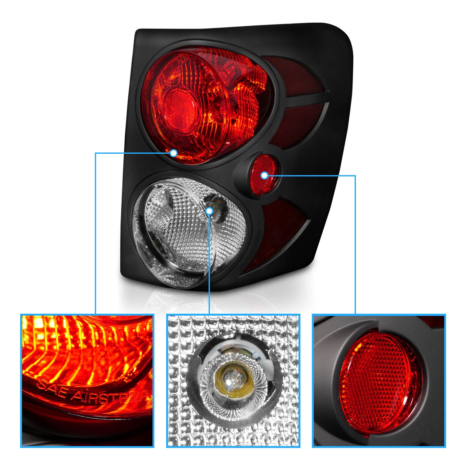 JEEP GRAND CHEROKEE 99-03 TAIL LIGHTS BLACK