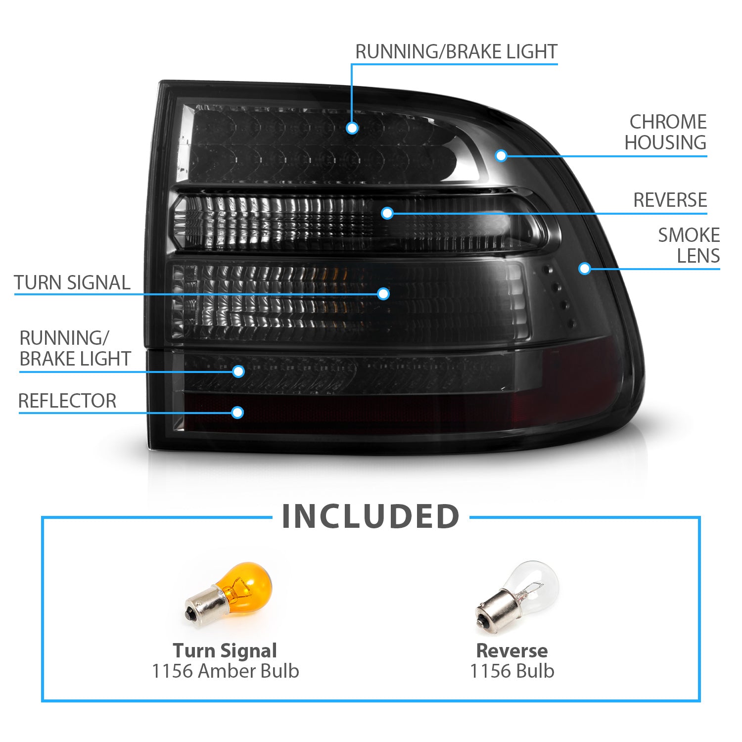 PORSCHE CAYENNE 03-06 LED TAIL LIGHTS SMOKE
