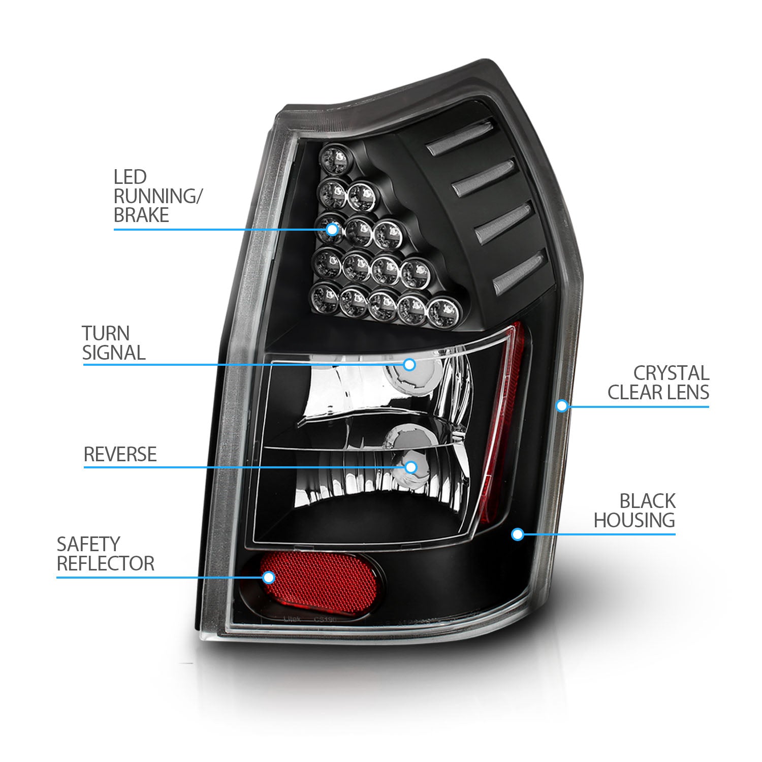 DODGE MAGNUM 05-UP LED TAIL LIGHTS BLACK