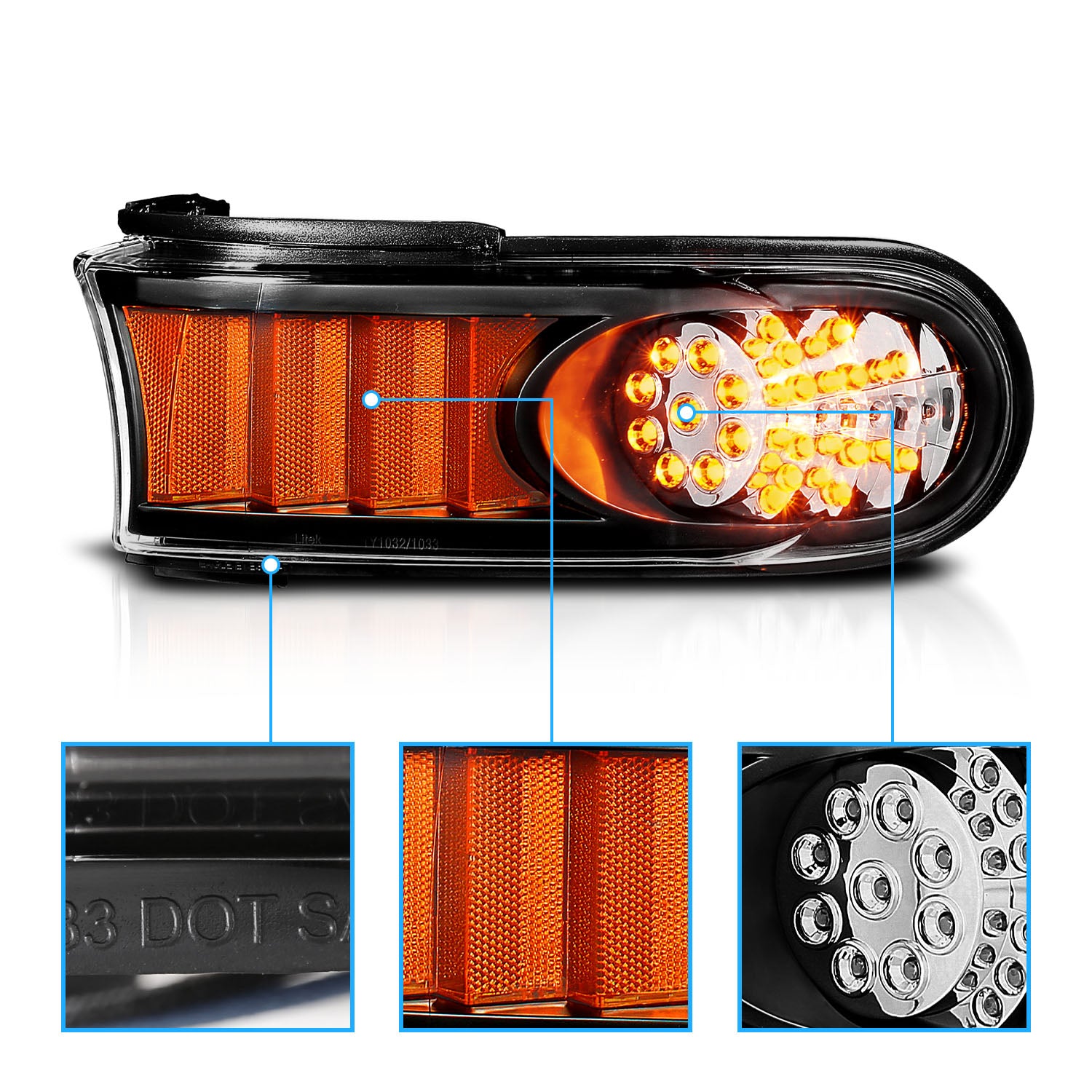 TOYOTA FJ CRUISER 07-14 LED PARKING LIGHTS BLACK AMBER