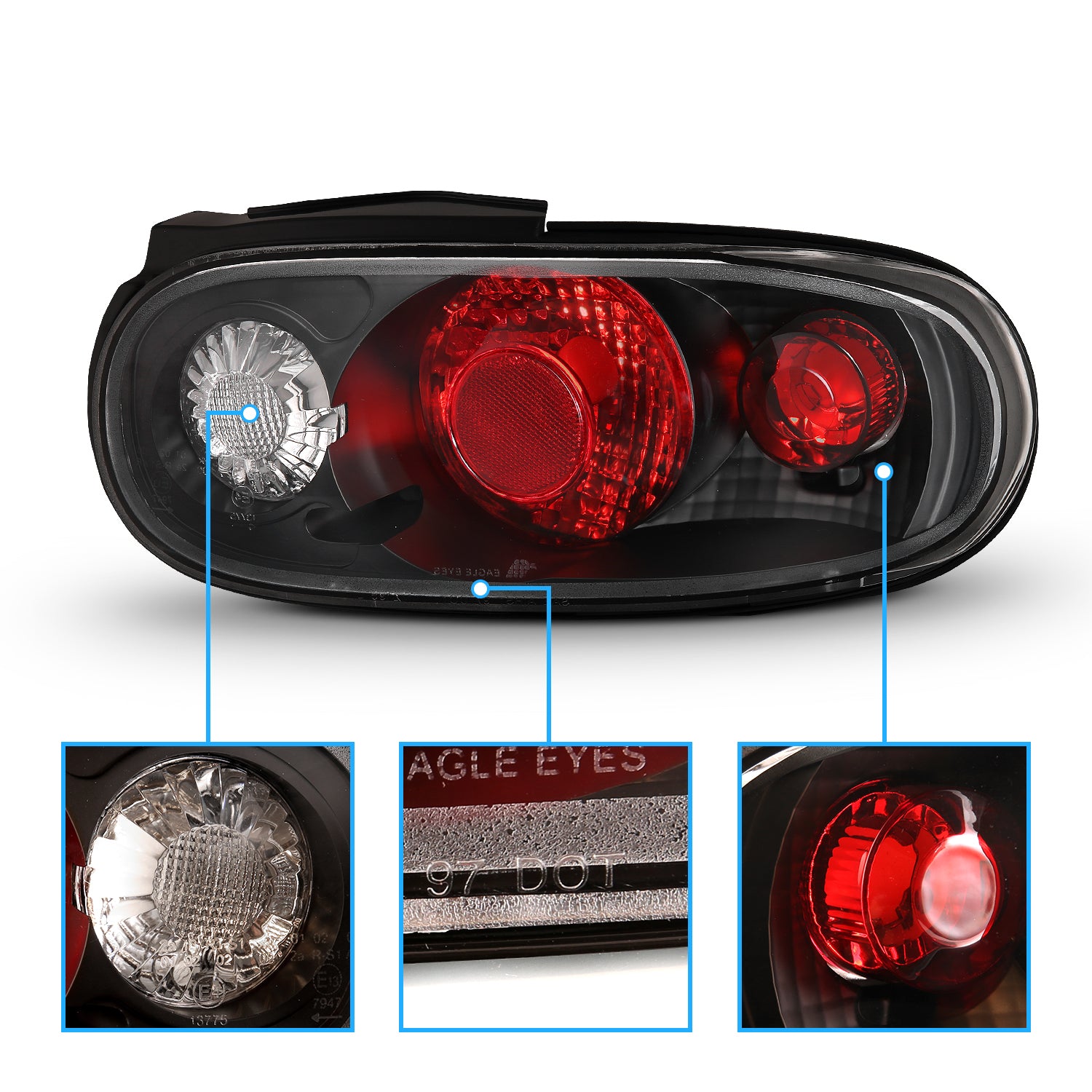 MAZDA MIATA 90-97 TAIL LIGHTS BLACK