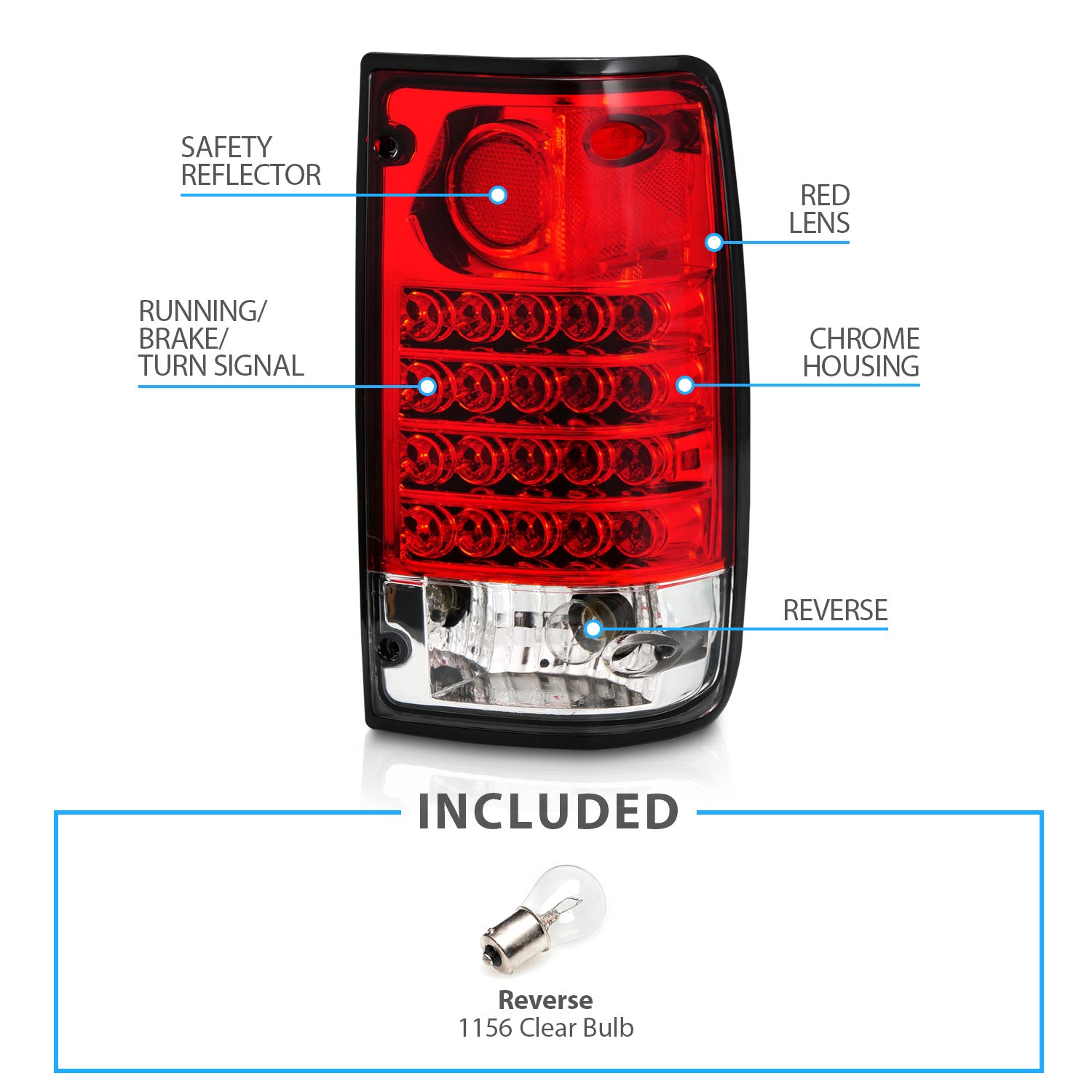 TOYOTA PICKUP 89-95 LED TAIL LIGHTS RED/CLEAR