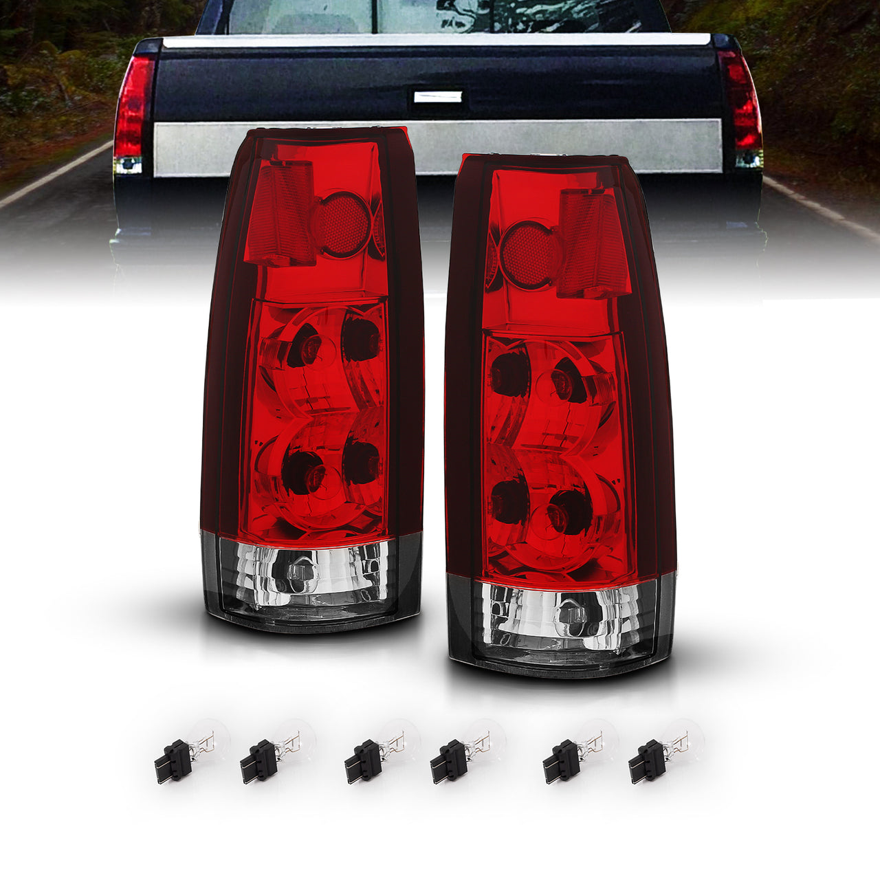 CHEVY FULLSIZE 88-98 TAIL LIGHTS RED/CLEAR NEW VERSION