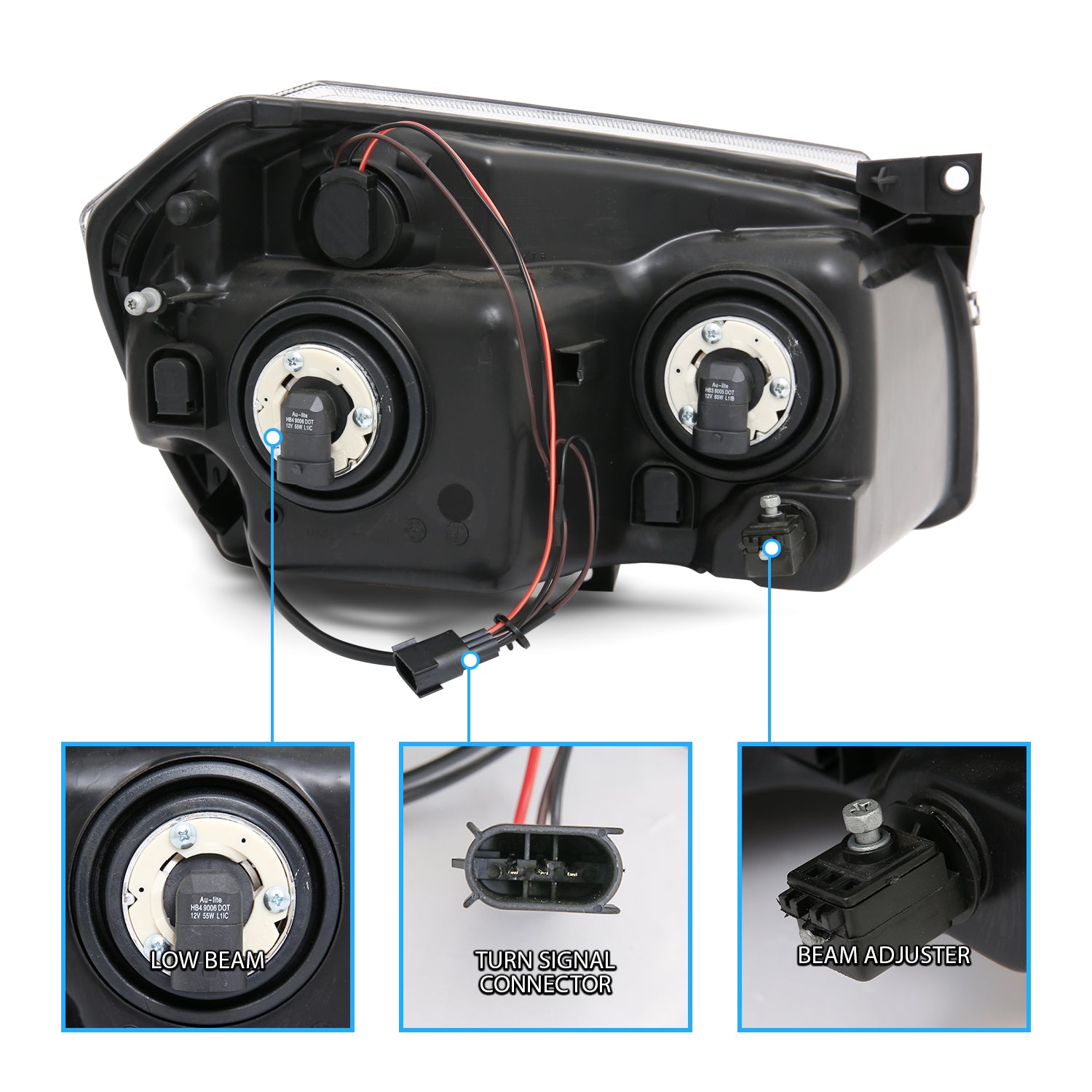 DODGE MAGNUM 05-07 HEADLIGHTS BLACK AMBER