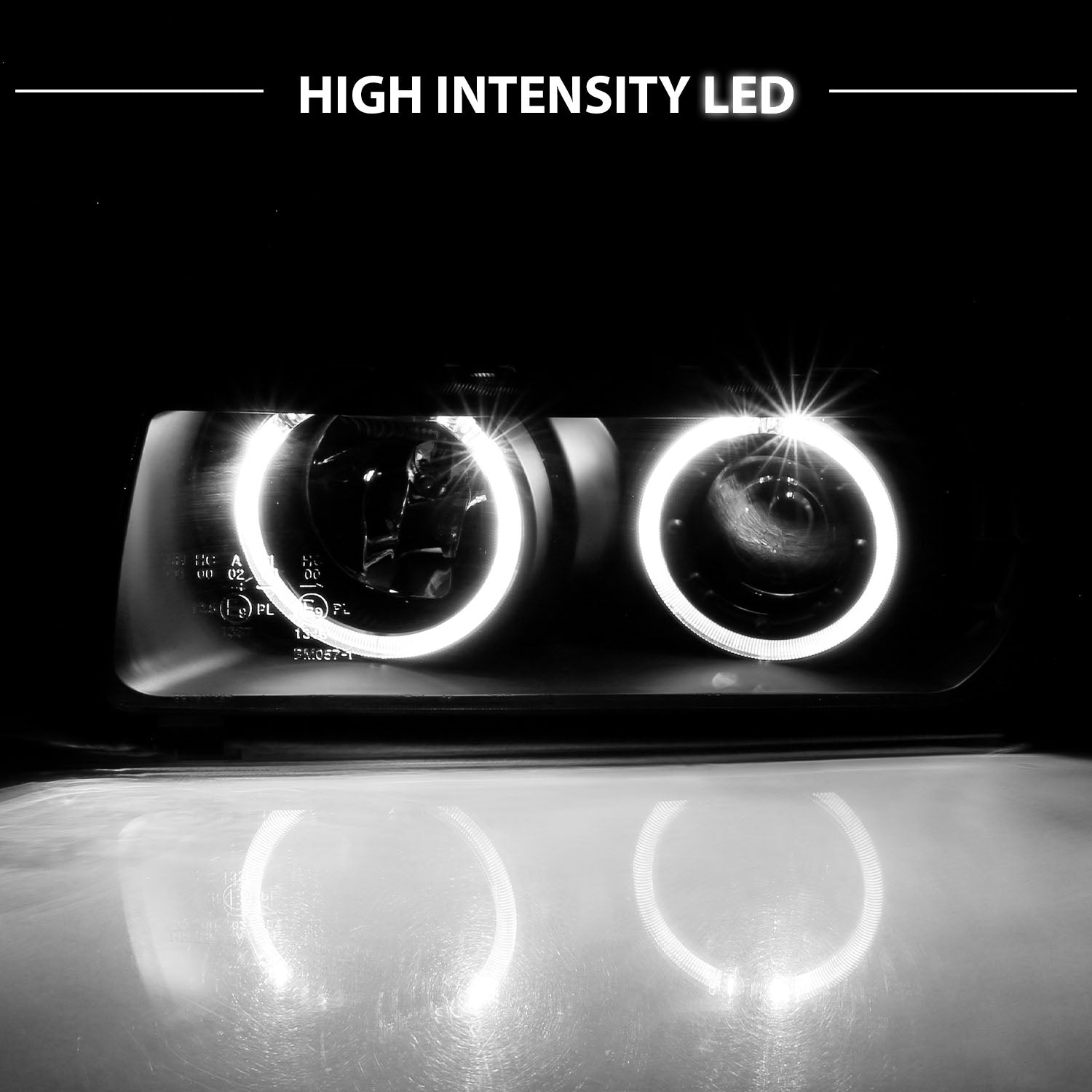 BMW 3 SERIES E36 92-98 2DR 1PC PROJECTOR HEADLIGHTS G2 HALO BLACK CLEAR AMBER