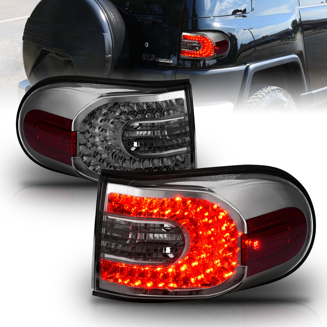 TOYOTA FJ CRUISER 07-14 LED TAIL LIGHTS SMOKE