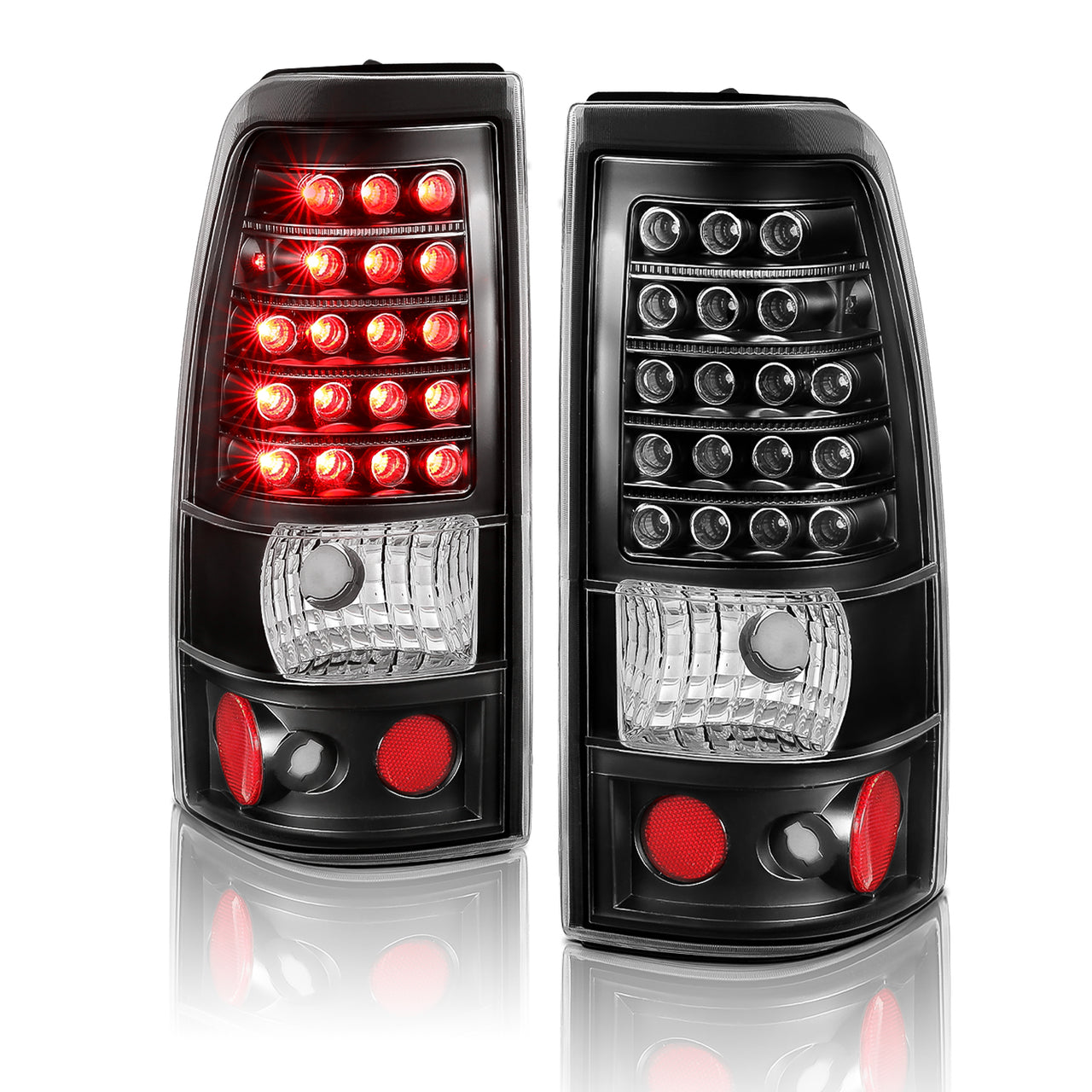 CHEVY SILVERADO 03-07 (1500/2500 SERIES 2003 & 1500/2500/3500 SRW SERIES 04-07) LED TAIL LIGHTS BLACK (4 HOLE)