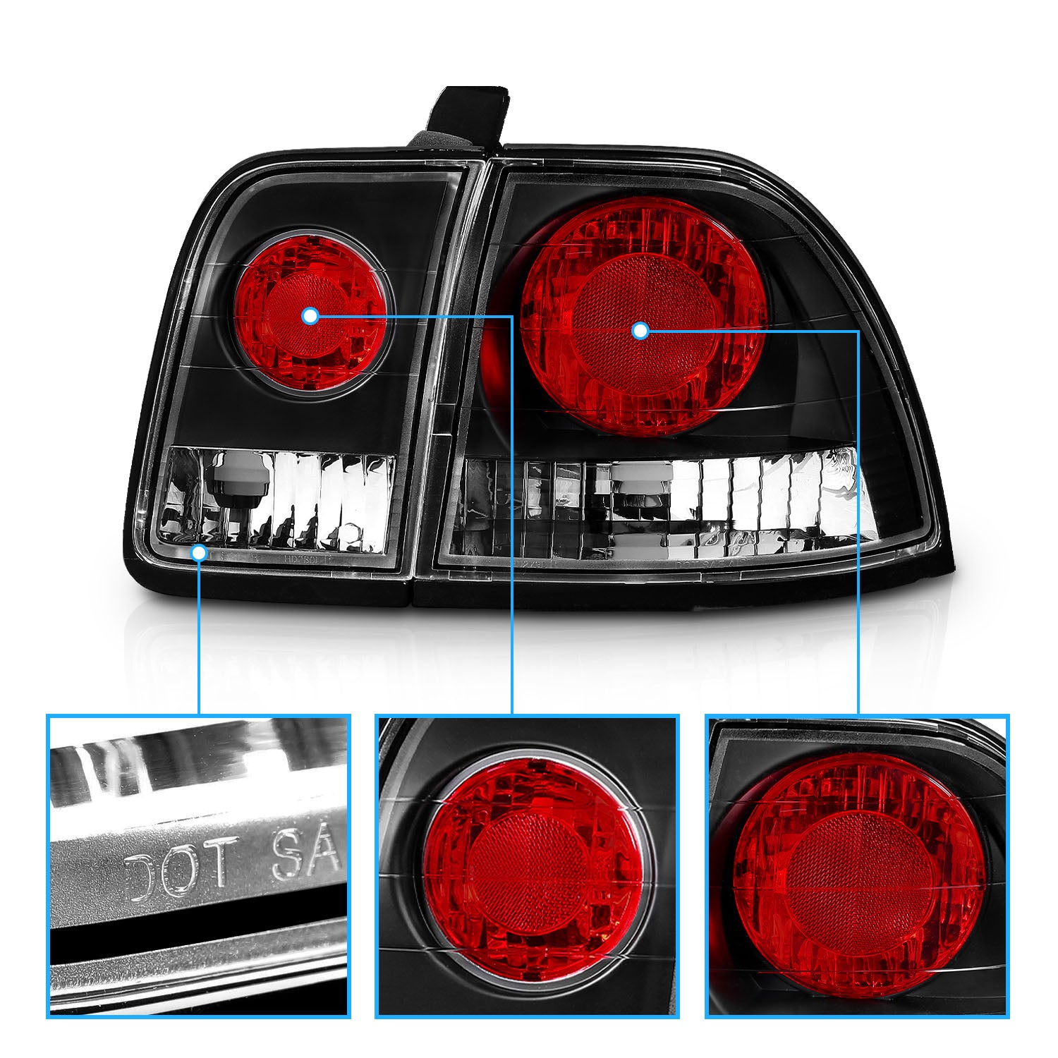 HONDA ACCORD 96-97 TAIL LIGHTS BLACK