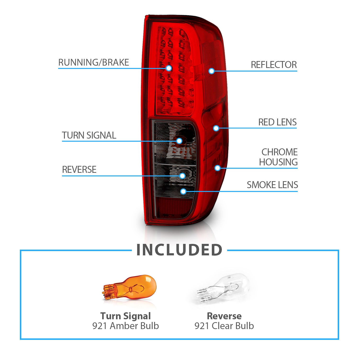 NISSAN FRONTIER 05-08  LED TAIL LIGHTS RED/SMOKE