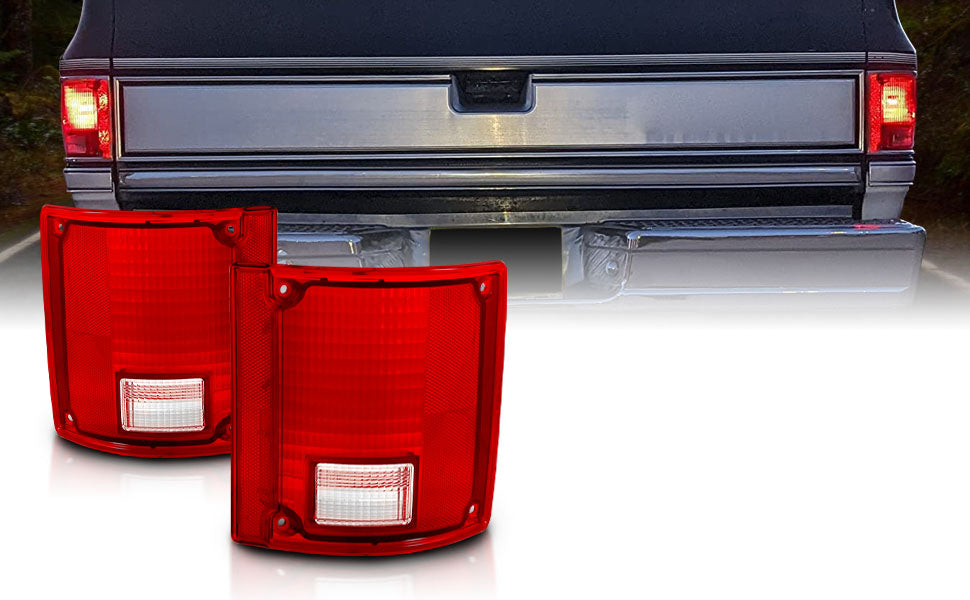 CHEVY BLAZER 78-91/JIMMY 83-91 TAIL LIGHTS RED/CLEAR LENS W/O CHROME TRIM FLEETSIDE