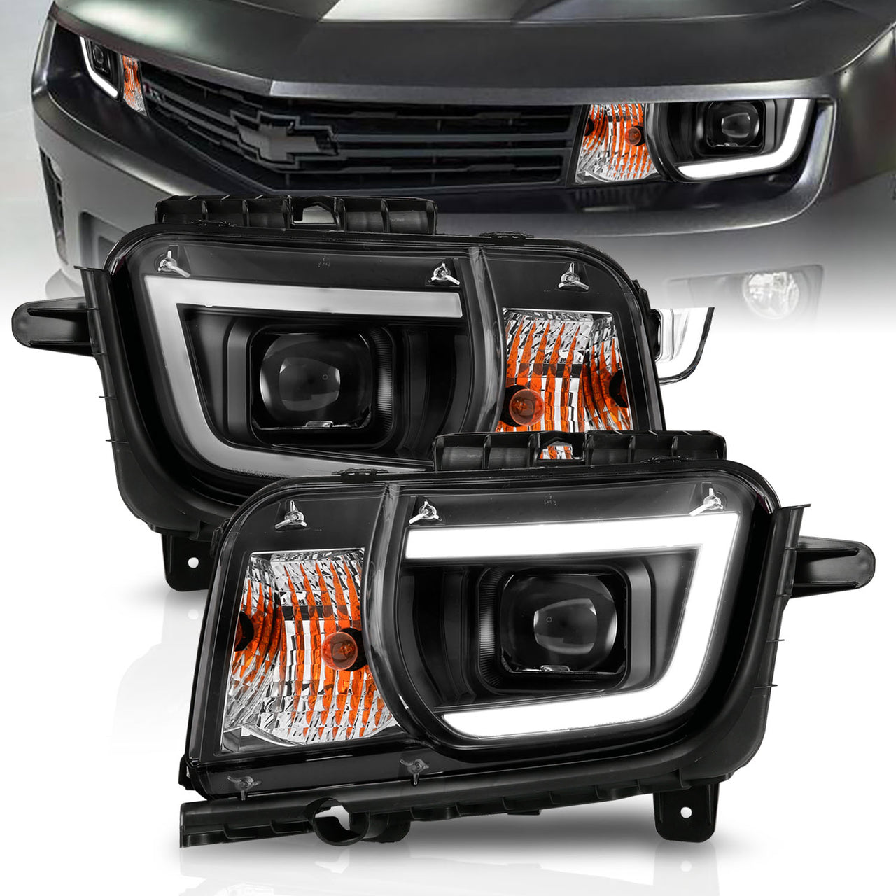 CHEVY CAMARO 10-12 PROJECTOR LIGHT BAR STYLE BLACK CLEAR