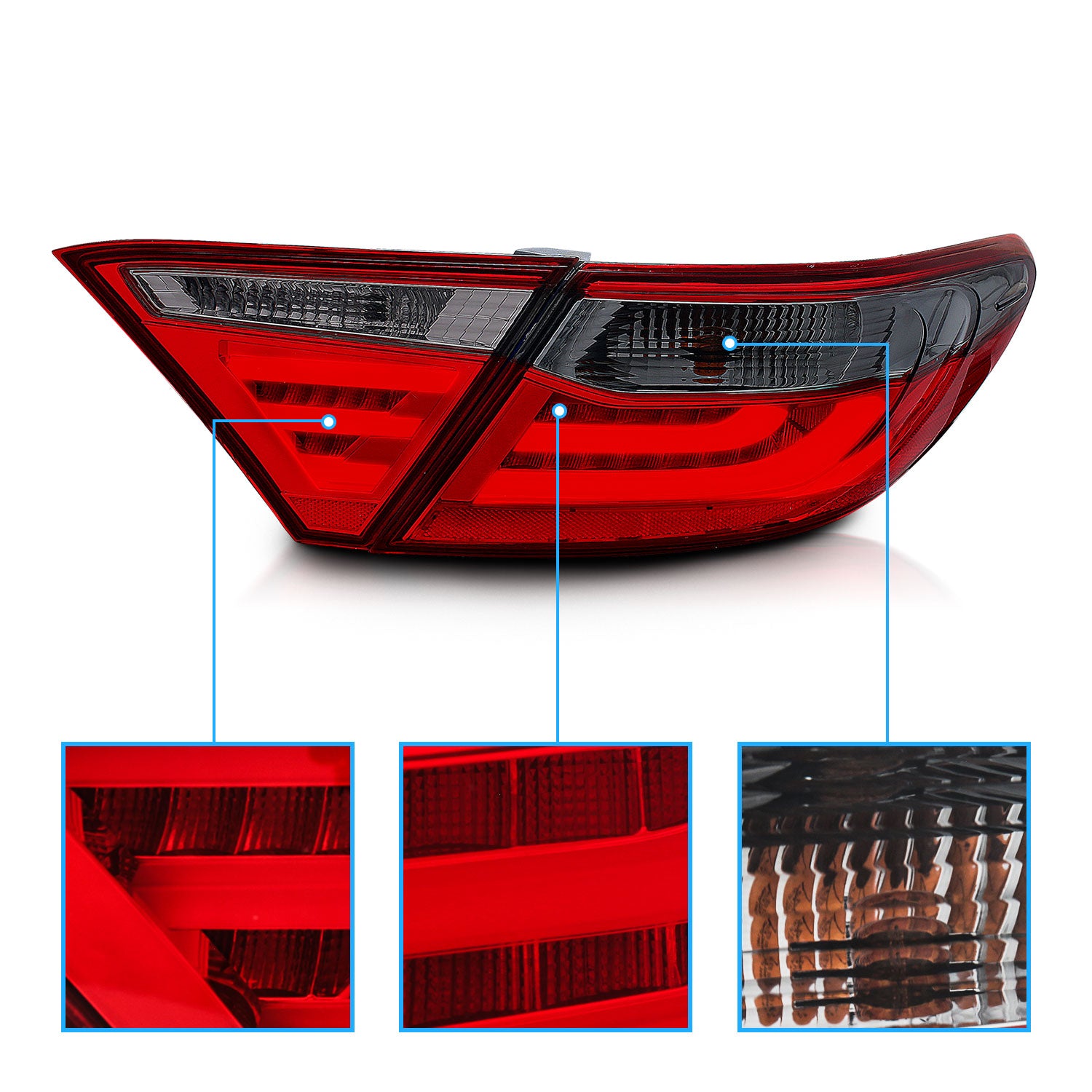 TOYOTA CAMRY 15-17 4D LED TAIL LIGHTS RED/SMOKE (4 PCS)