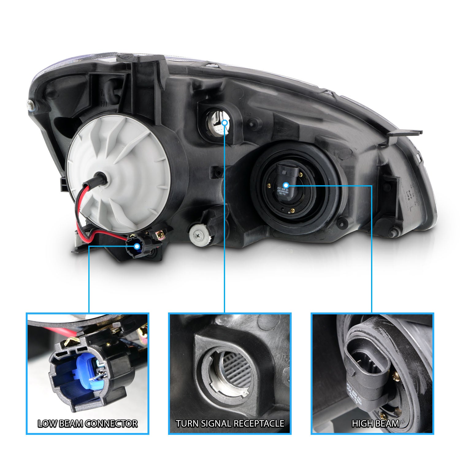 NISSAN ALTIMA 02-04 HEADLIGHTS CRYSTAL BLACK AMBER