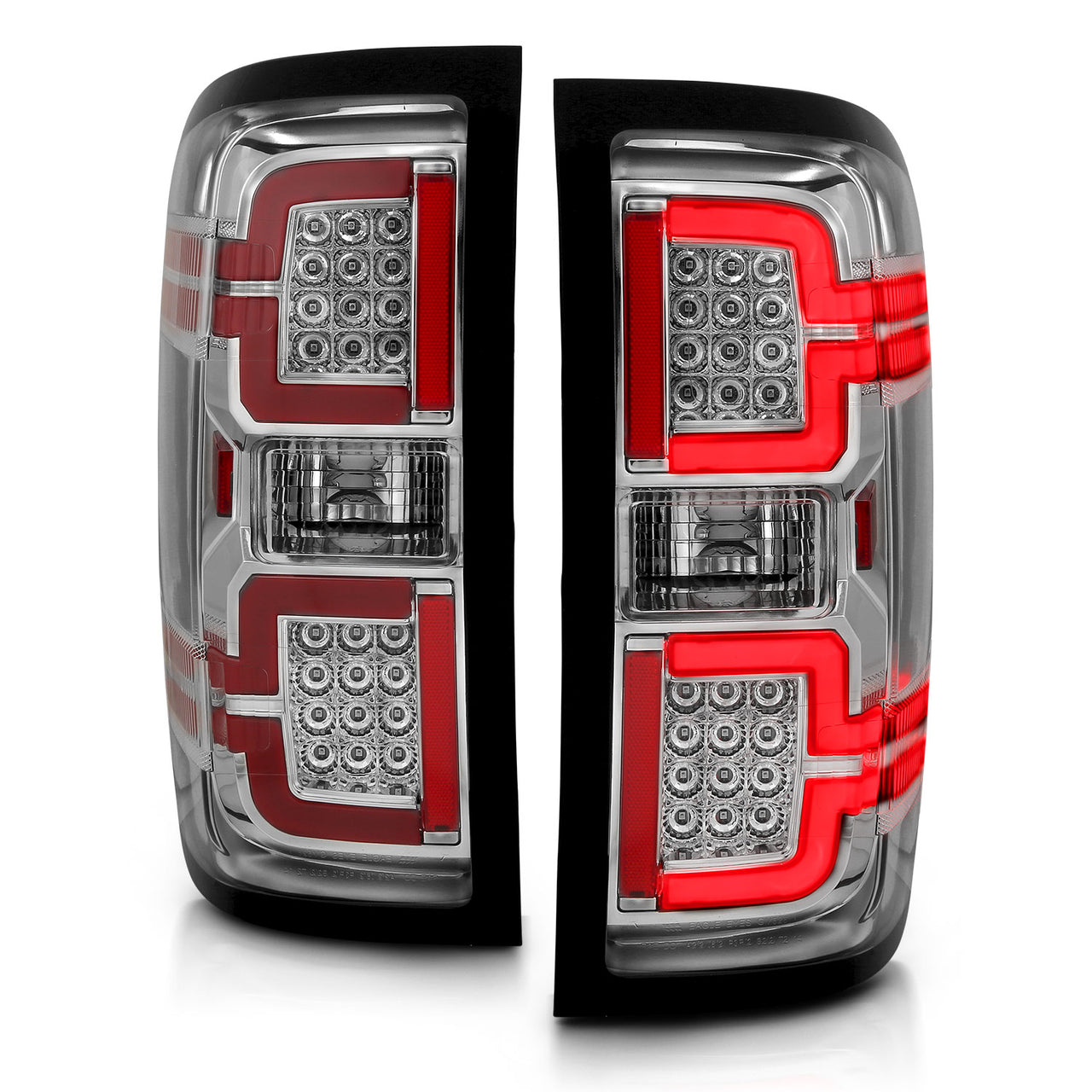 CHEVY SILVERADO 14-17 LED TAIL LIGHTS CHROME HOUSING CLEAR LENS (SEQUENTIAL SIGNAL)
