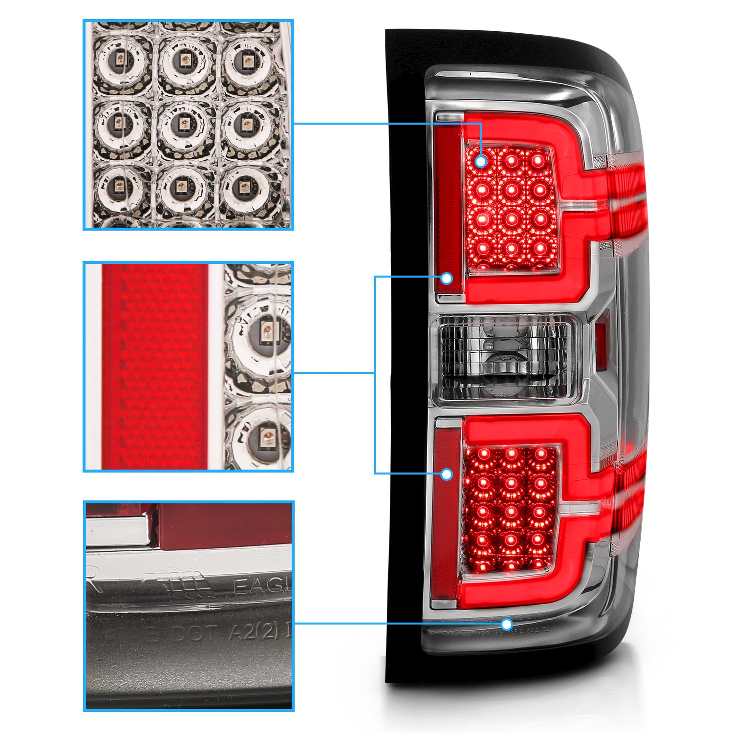 CHEVY SILVERADO 14-17 LED TAIL LIGHTS CHROME HOUSING CLEAR LENS (SEQUENTIAL SIGNAL)