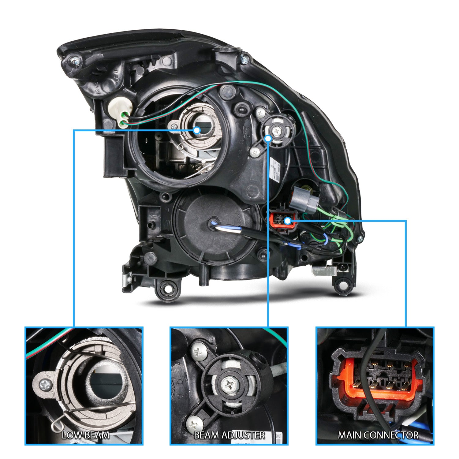 INFINITI G35 03-07 2DR H.L BLACK PROJECTOR CLEAR HALO(HID COMPATIBLE& SUPER WHITE)