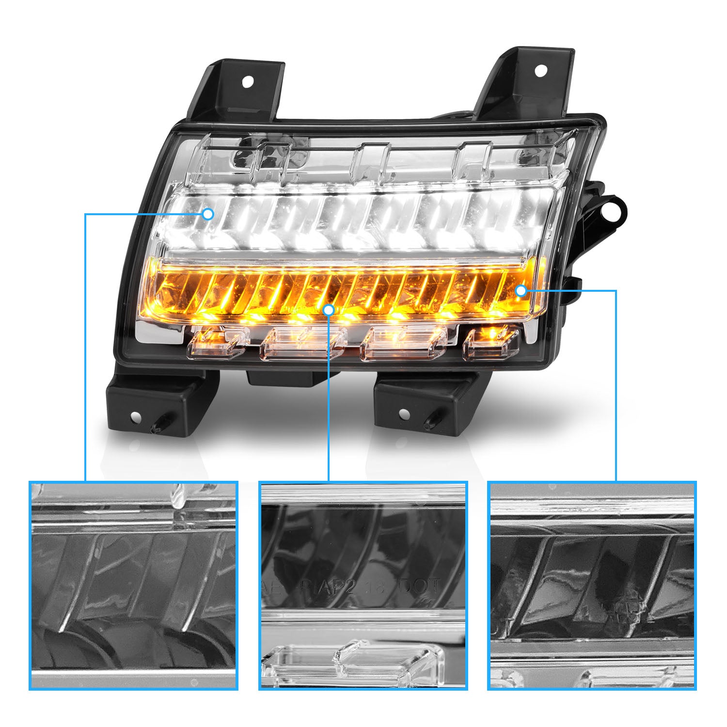 JEEP WRANGLER 18-21 / GLADIATOR 20 LED SIDE MARKERS CHROME  (SEQUENTIAL SIGNAL) (FOR SPORT, SPORT S MODEL/BULB TYPE)