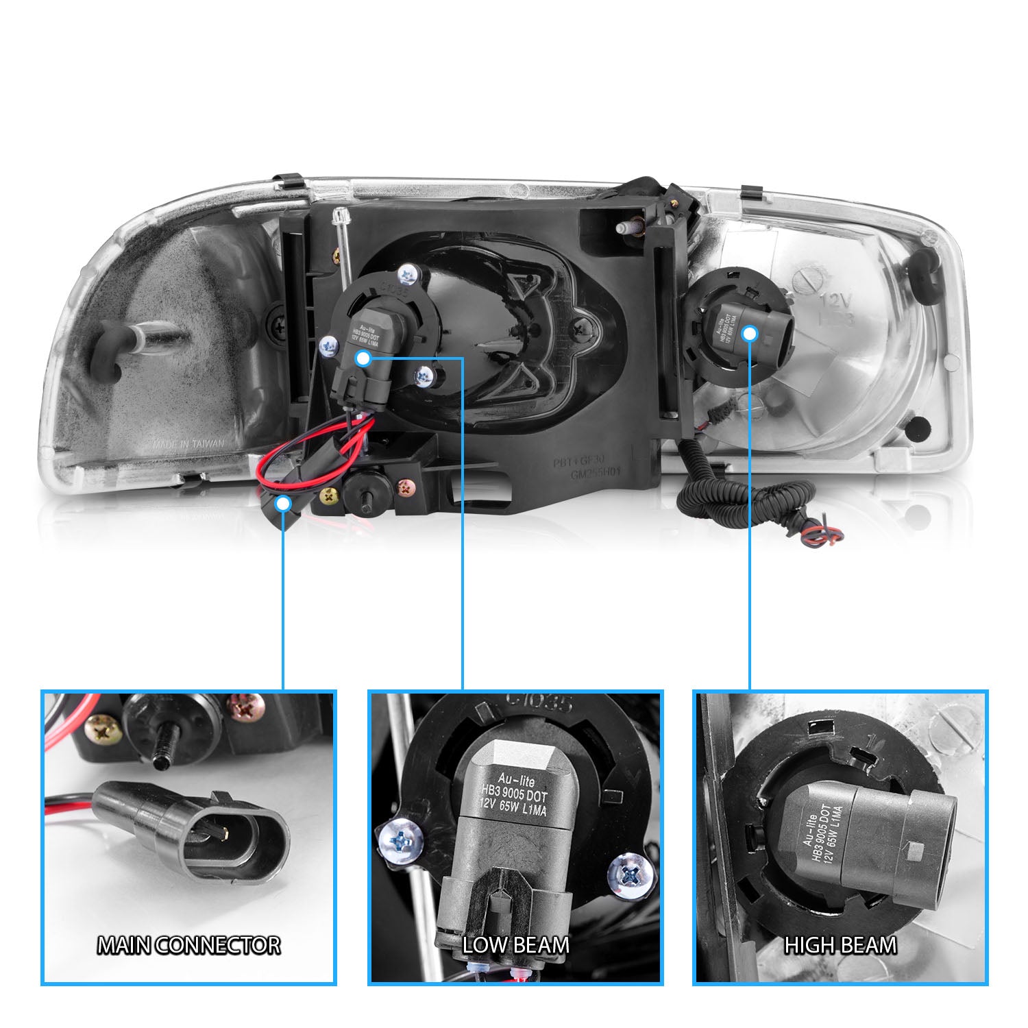 GMC SIERRA C3 99-02/SIERRA DENALI 99-07/YUKON/YUKON XL/YUKON DENALI 00-06 PROJECTOR HEADLIGHTS U-BAR CHROME CLEAR AMBER