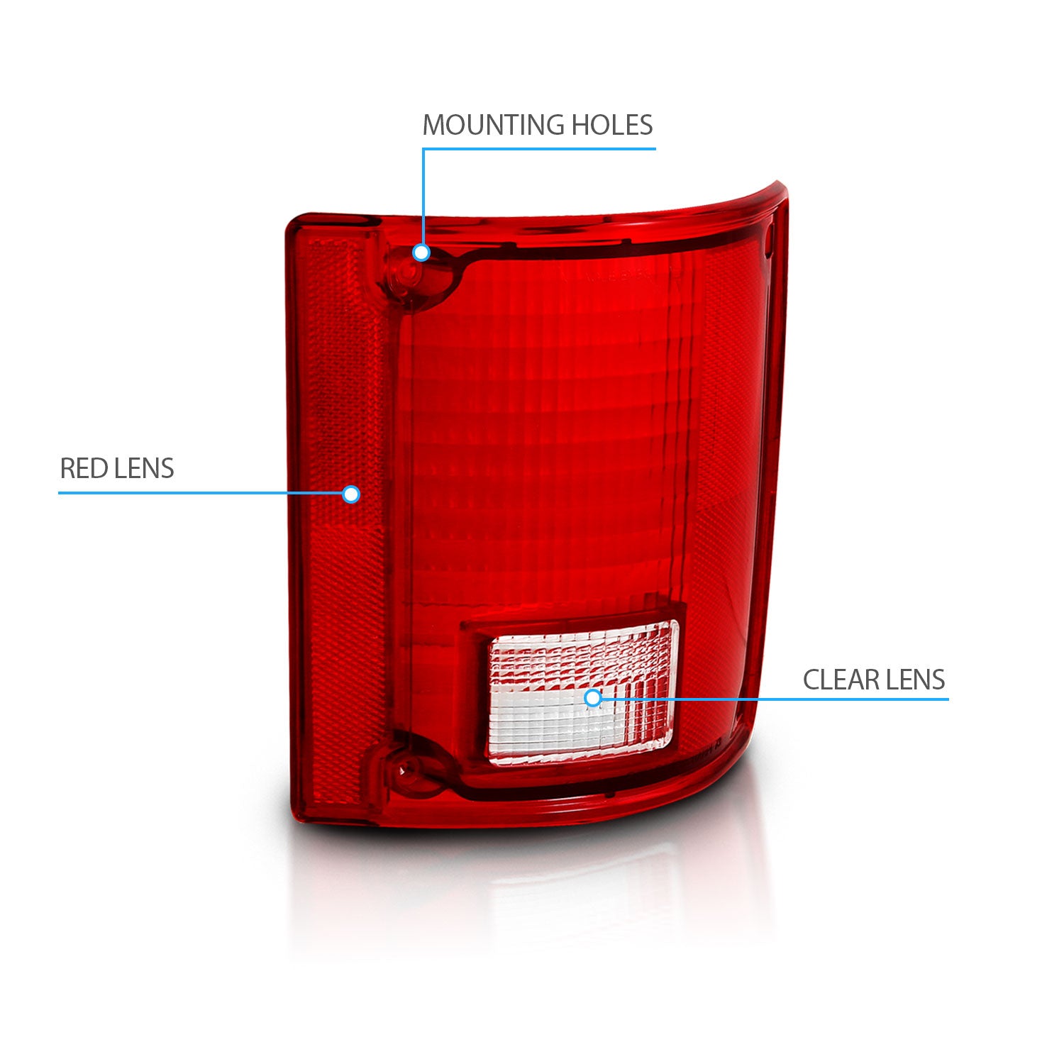 CHEVY BLAZER 78-91/JIMMY 83-91 TAIL LIGHTS RED/CLEAR LENS W/O CHROME TRIM FLEETSIDE