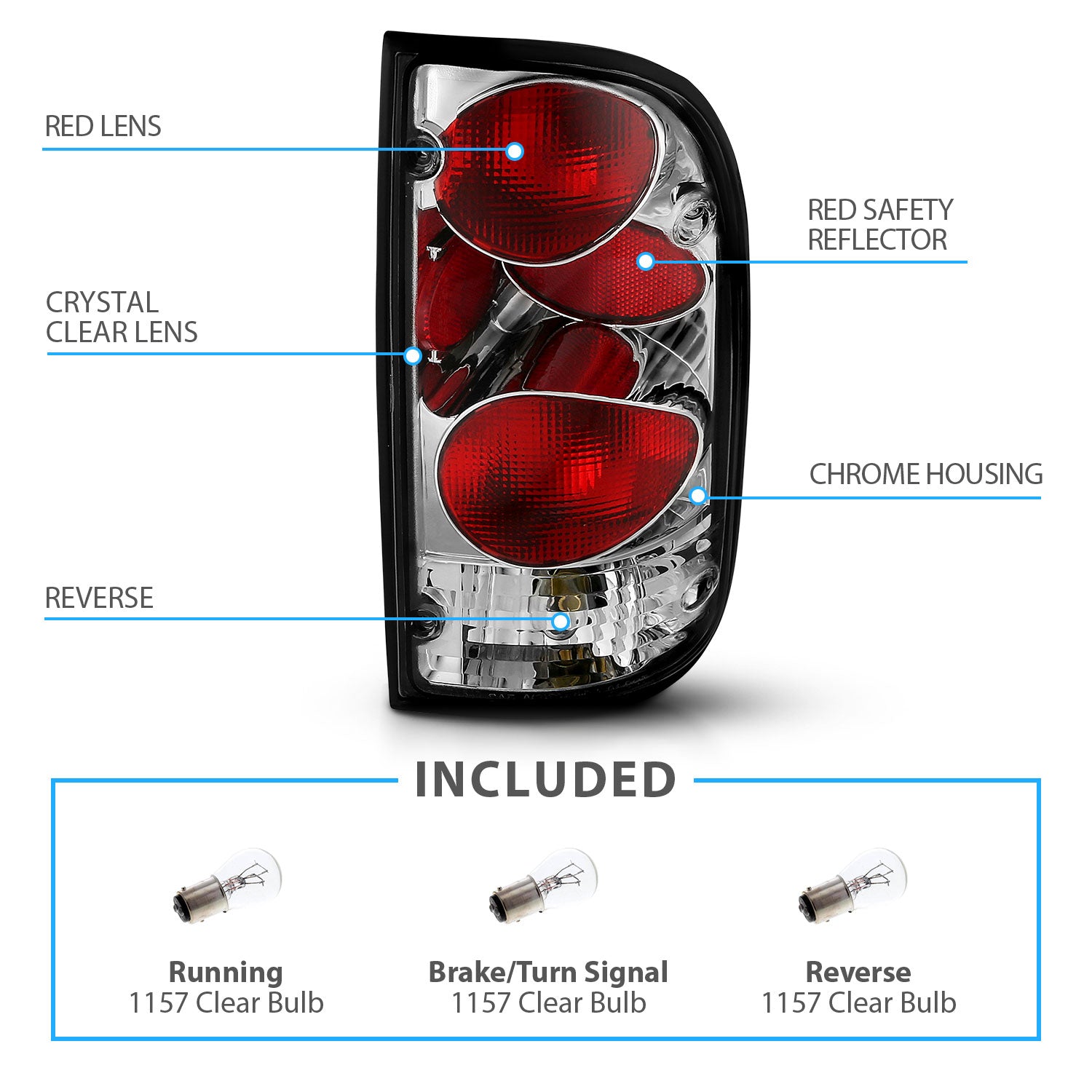 TOYOTA TACOMA 95-00 TAIL LIGHTS G2 CHROME