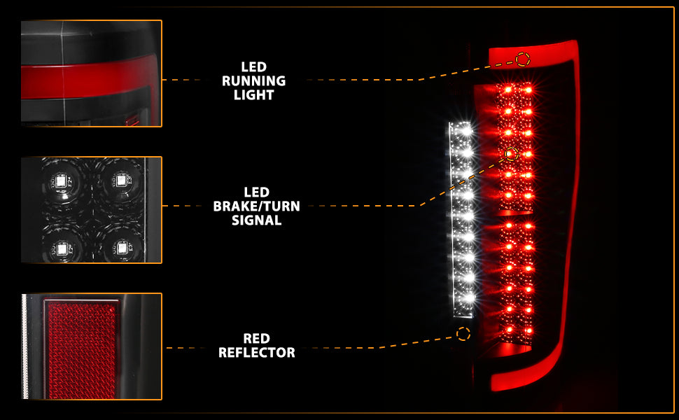 FORD F-250/F350/F450 17-UP LED TAIL LIGHTS BLACK HOUSE CLEAR LENS