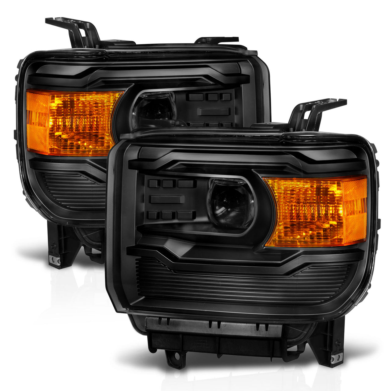 GMC SIERRA 1500嚙?4-15/2500HD/3500HD 15-19 PROJECTOR HEADLIGHTS BLACK G4 (SIMPLE DESIGN)嚙?HALOGEN TYPE MODEL W/O FACTORY DRL)
