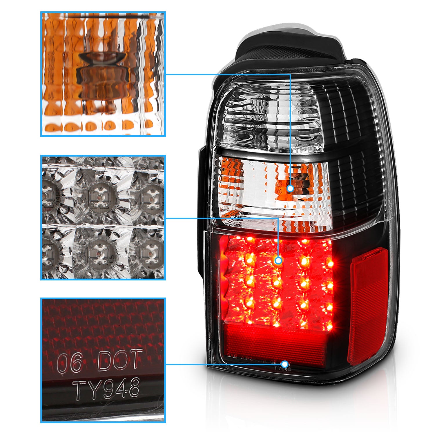 TOYOTA 4 RUNNER 01-02 LED TAIL LIGHTS JDM BLACK