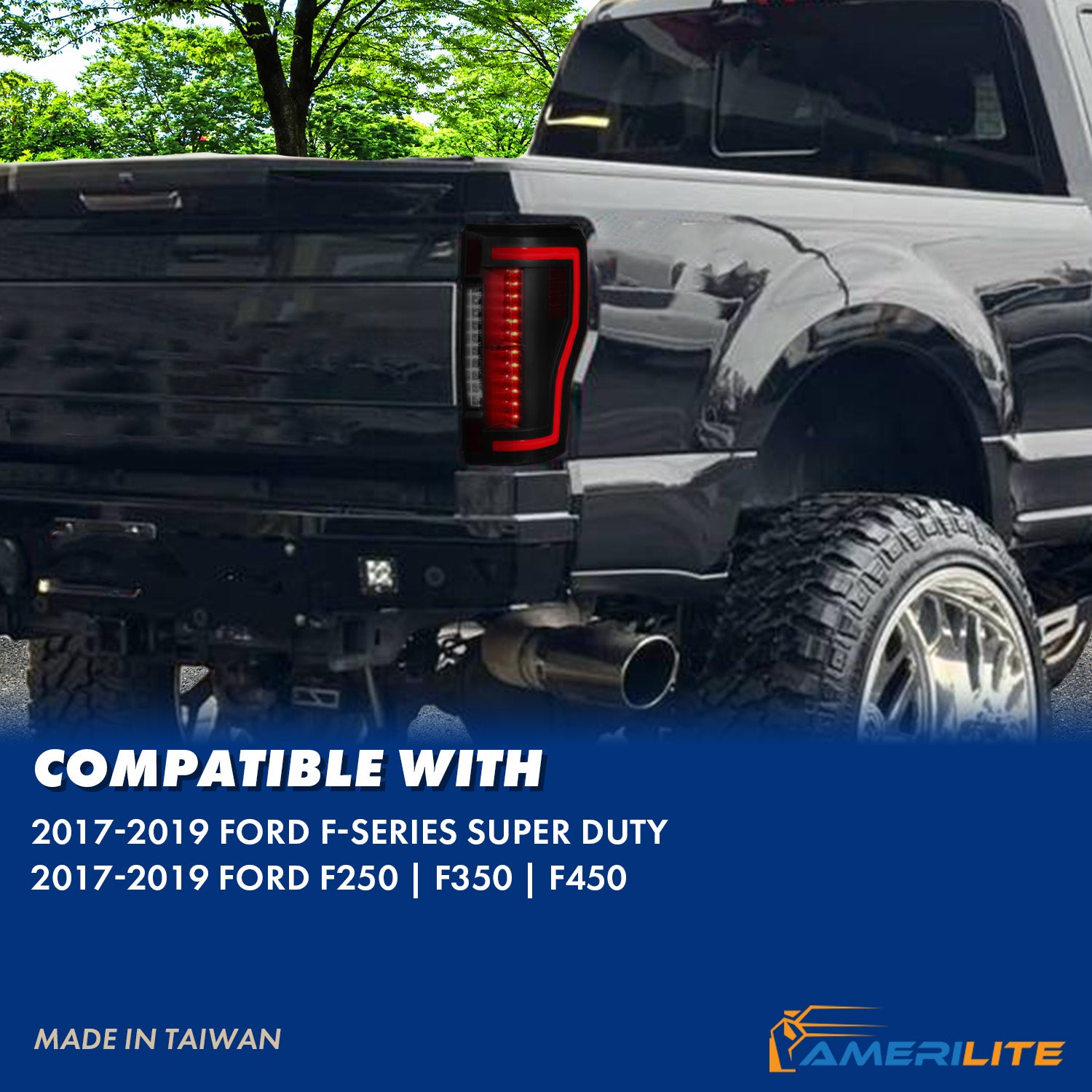 FORD F-250/F350/F450 17-UP LED TAIL LIGHTS BLACK HOUSE SMOKE LENS