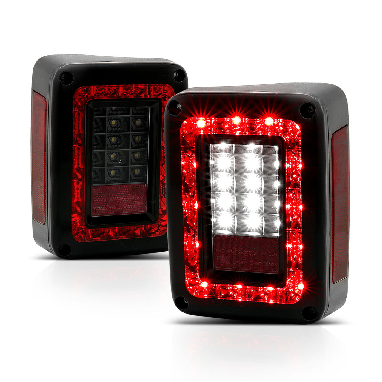 JEEP WRANGLER 07-10 LED TAIL LIGHTS G2 BLACK (RED/SMOKE LENS)