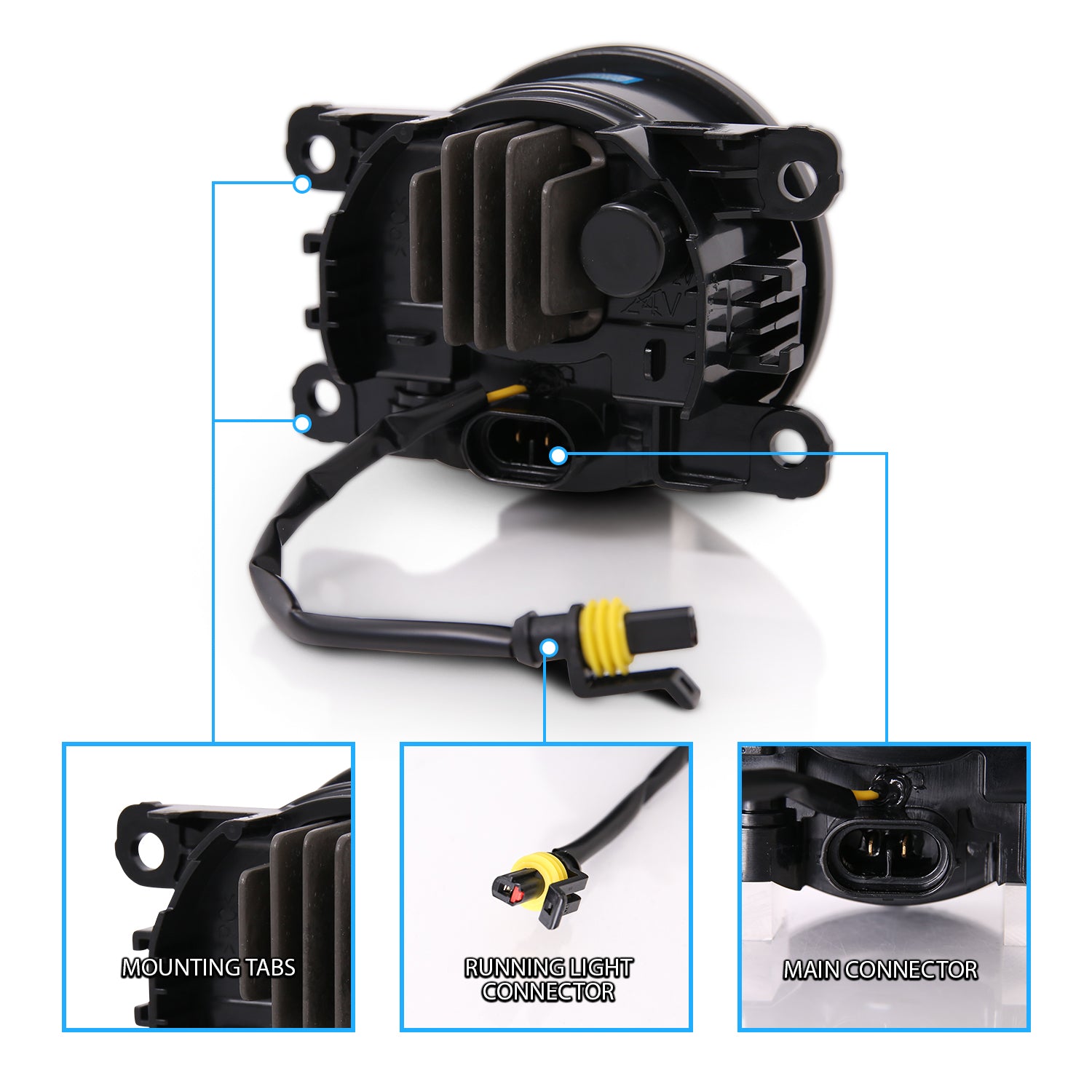 LED FOG LIGHTS FOR NISSAN, RENAULT, CITROEN, FORD AND HONDA. WITH TWO FUNCTIONS: FOG LIGHTS &ANGEL EYE (3*3W CREE LED)