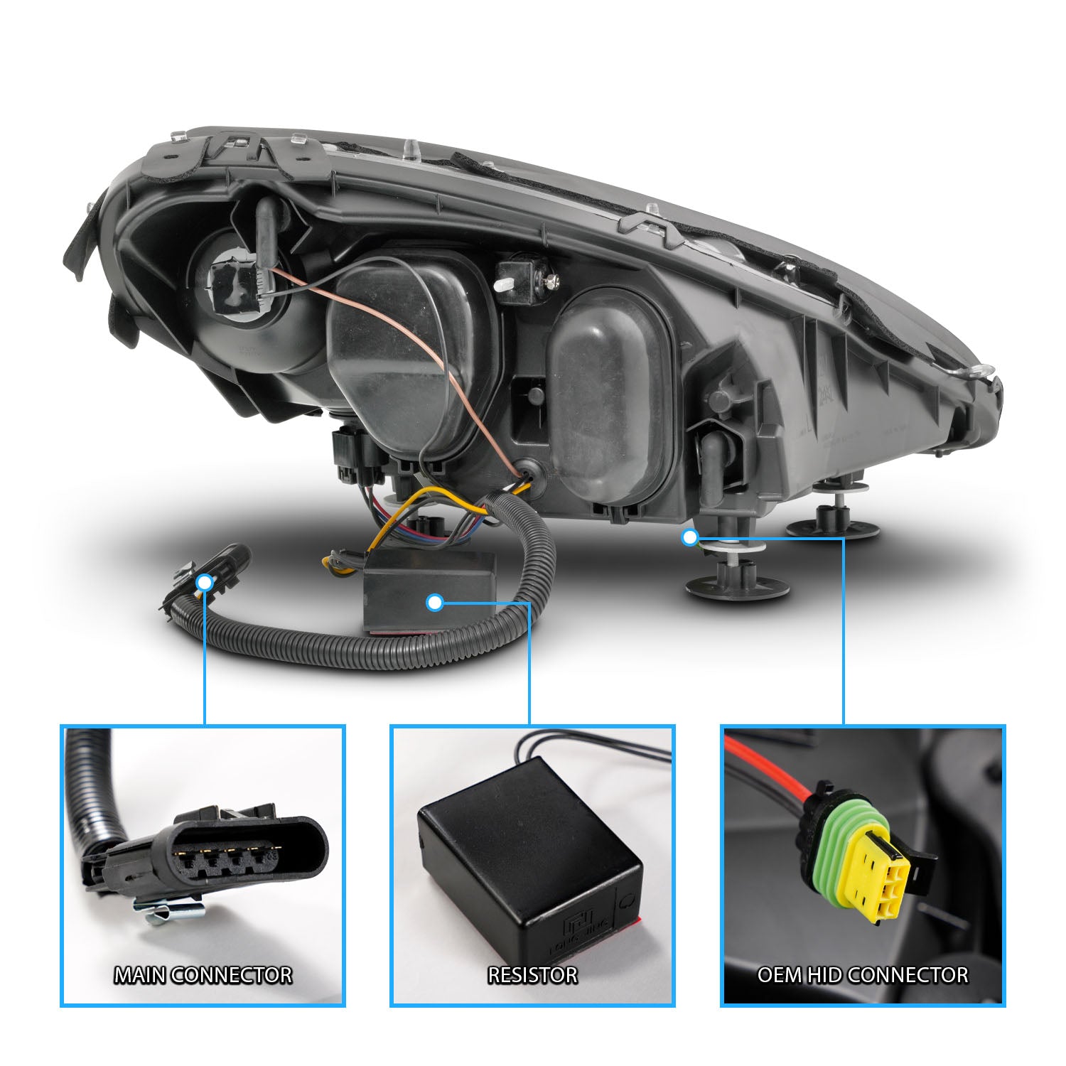 CHEVY CORVETTE 05-13 PROJECTOR SEQUENTIAL LIGHT BAR HEADLIGHTS BLACK AMBER(W/ DRL)(W/O HID KITS)