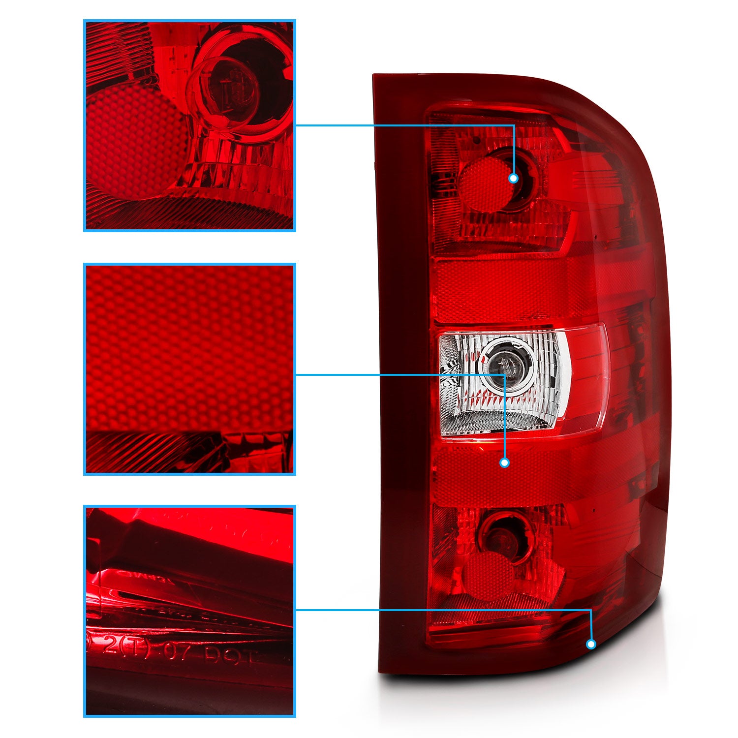 CHEVY SILVERADO 07-13 TAIL LIGHTS RED/CLEAR (OE REPLACEMENT)
