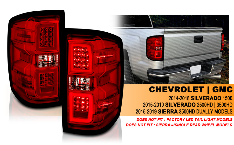 CHEVY SILVERADO 14-17 LED TAIL LIGHTS G4 RED LENS