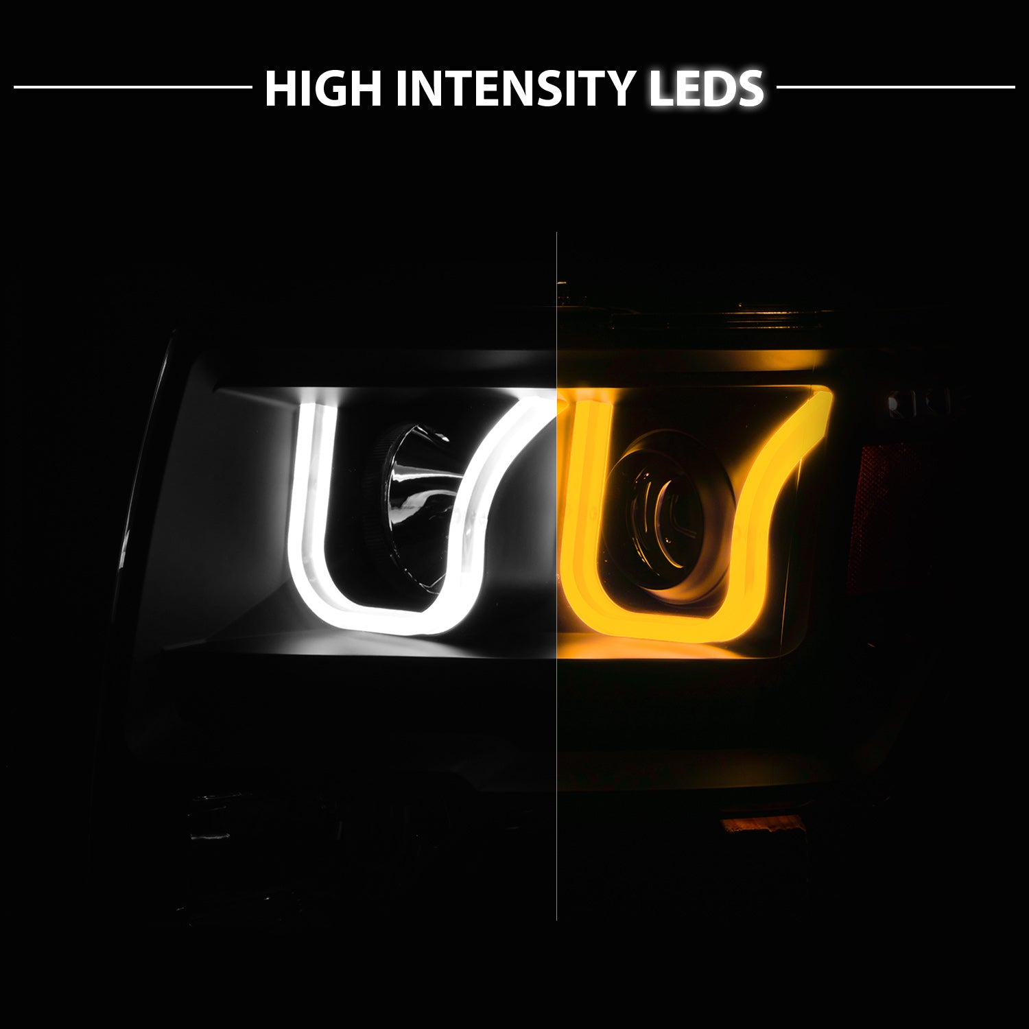 FORD F-150 09-13 PROJECTOR U-BAR STYLE SWITCHBACK HEADLIGHTS BLACK