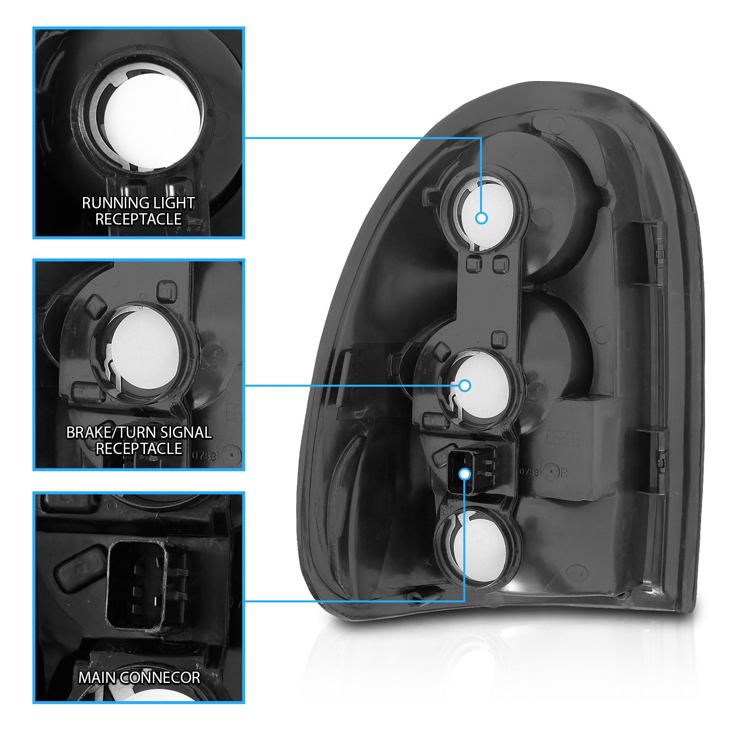 DODGE CARAVAN 96-00 TAIL LIGHTS BLACK