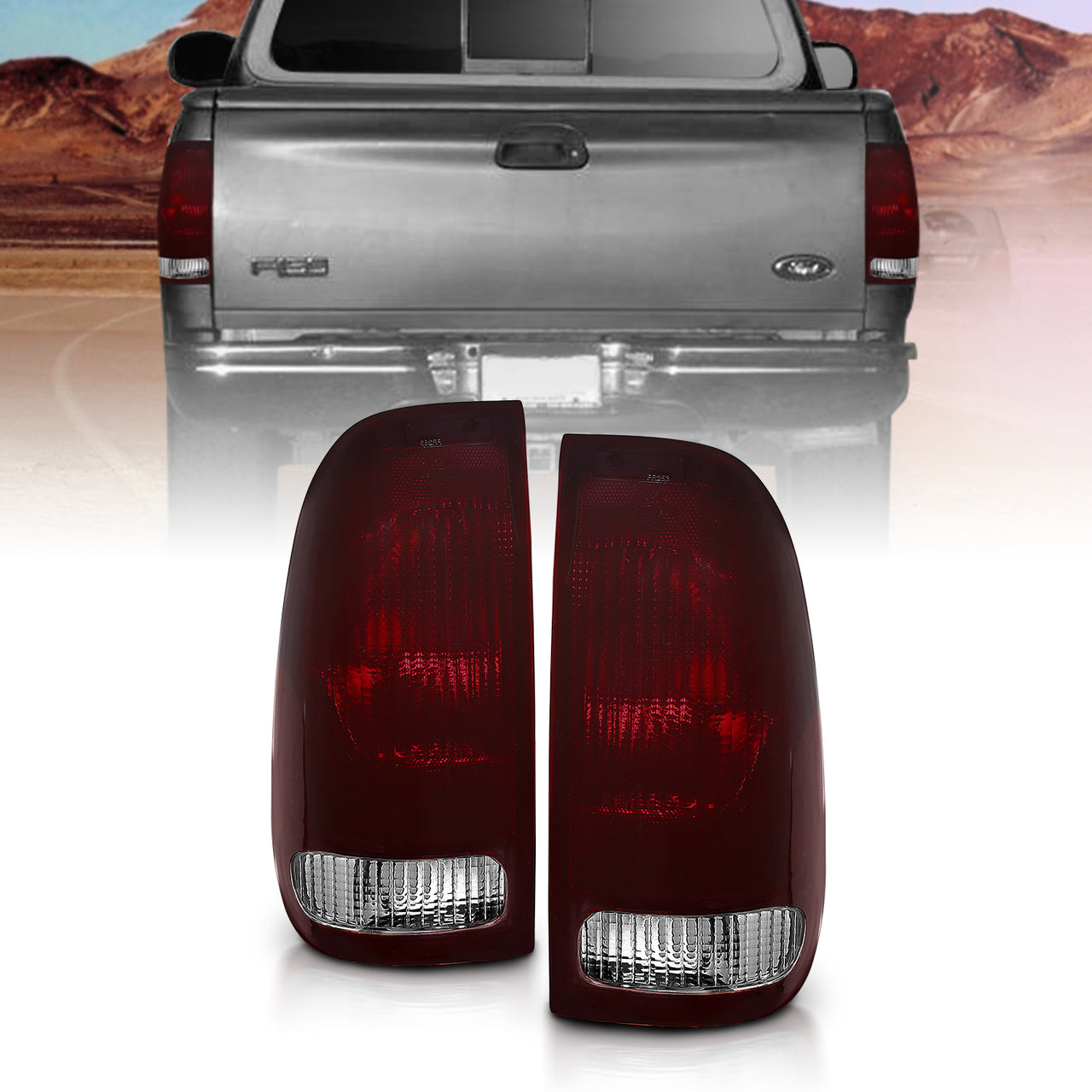 FORD F-SERIES STYLE SIDE 97-03 TAIL LIGHTS DARK RED LENS