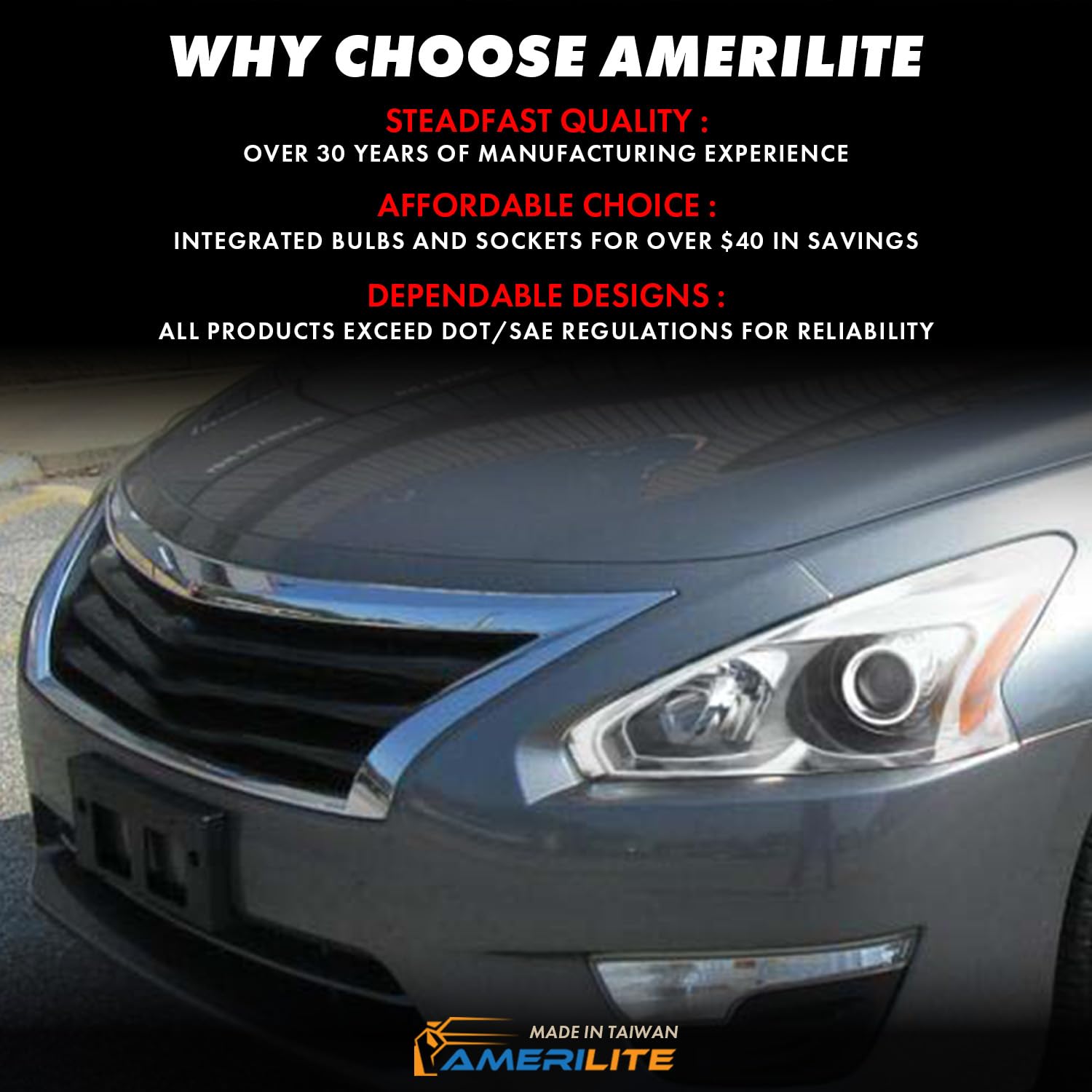 NISSAN ALTIMA 13-15 HEADLIGHTS 4D CRYSTAL CHROME AMBER