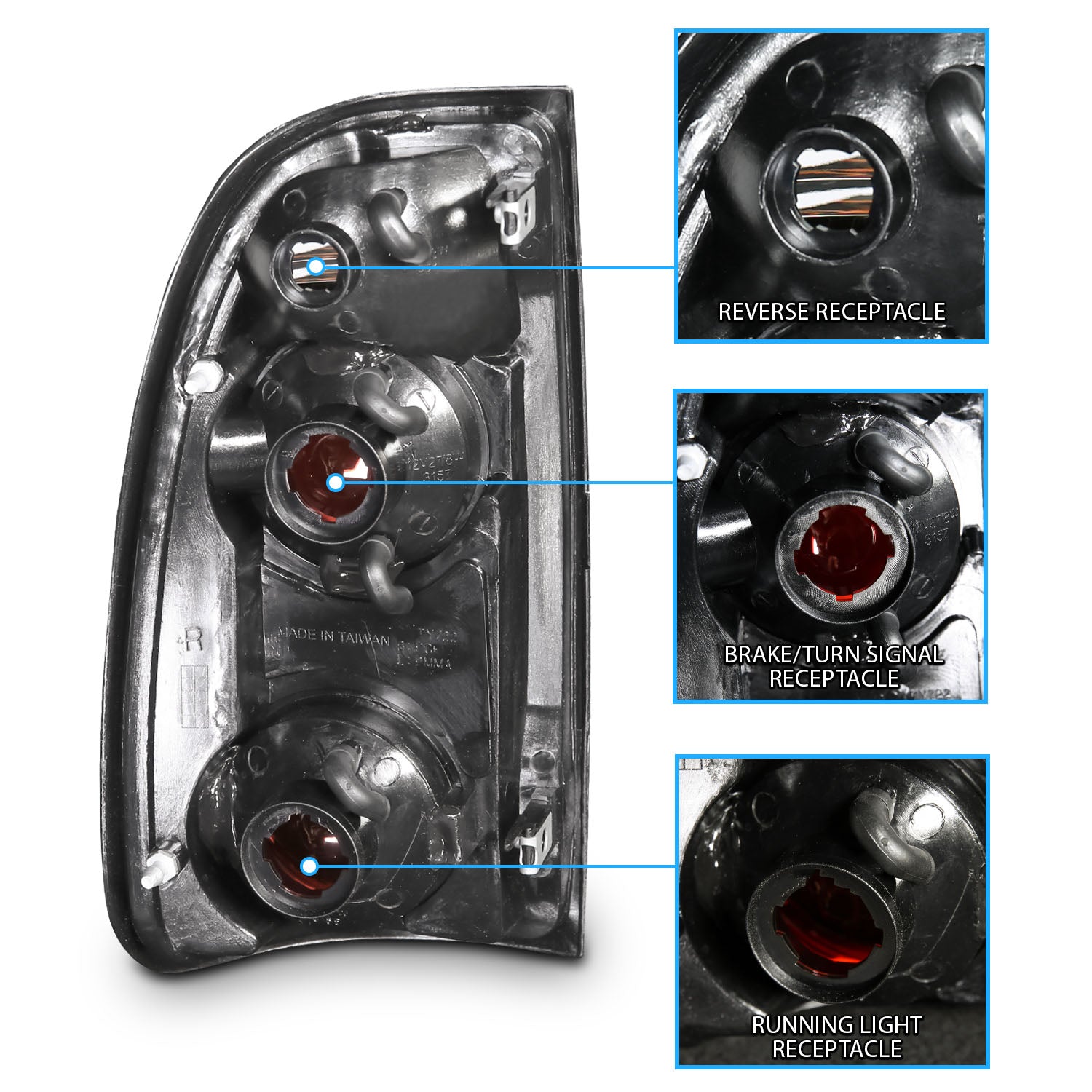 TOYOTA TUNDRA 00-04 TAIL LIGHTS BLACK HOUISNG CLEAR LENS